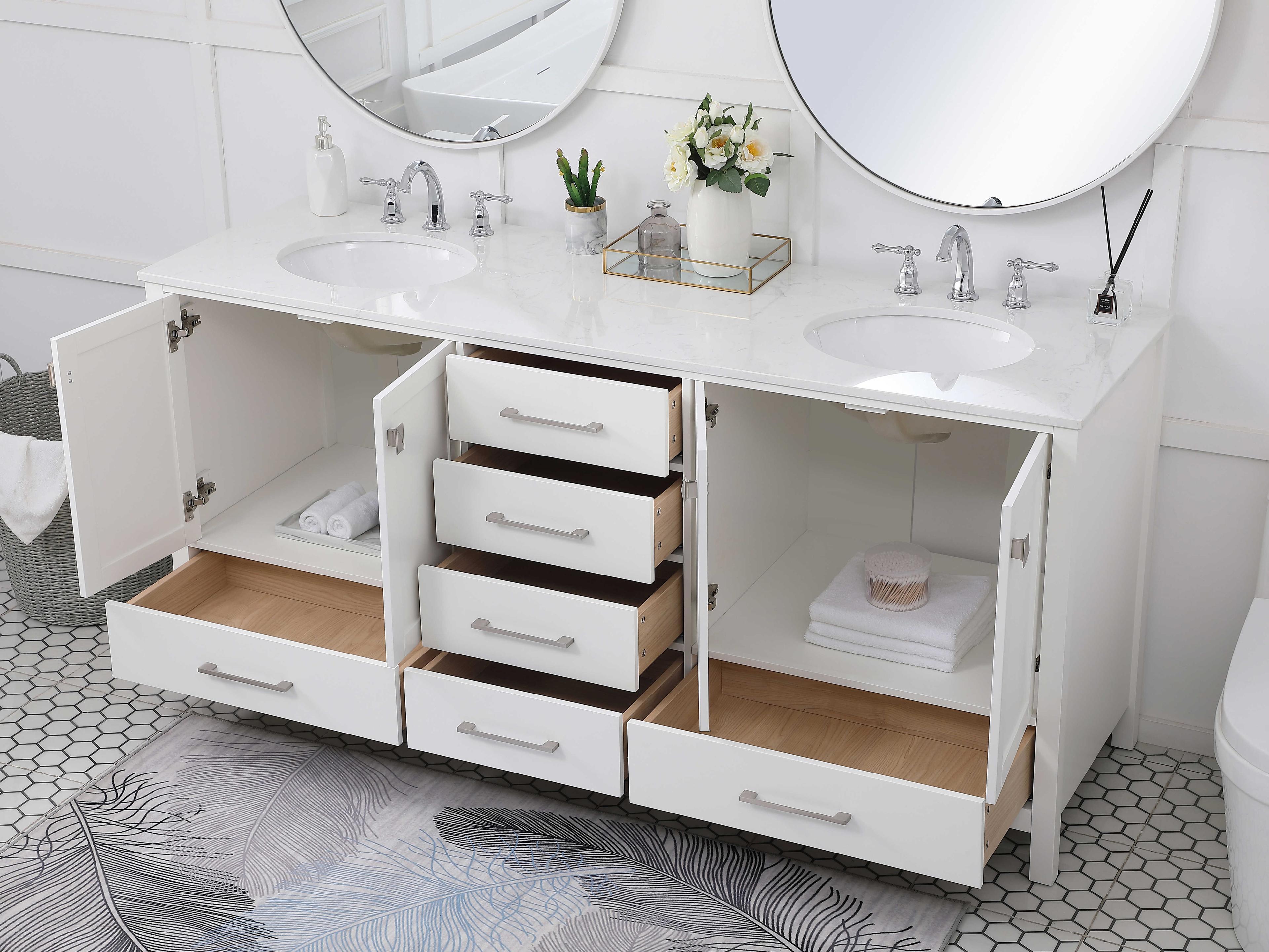 Elegant Lighting Irene White 72" Vanity