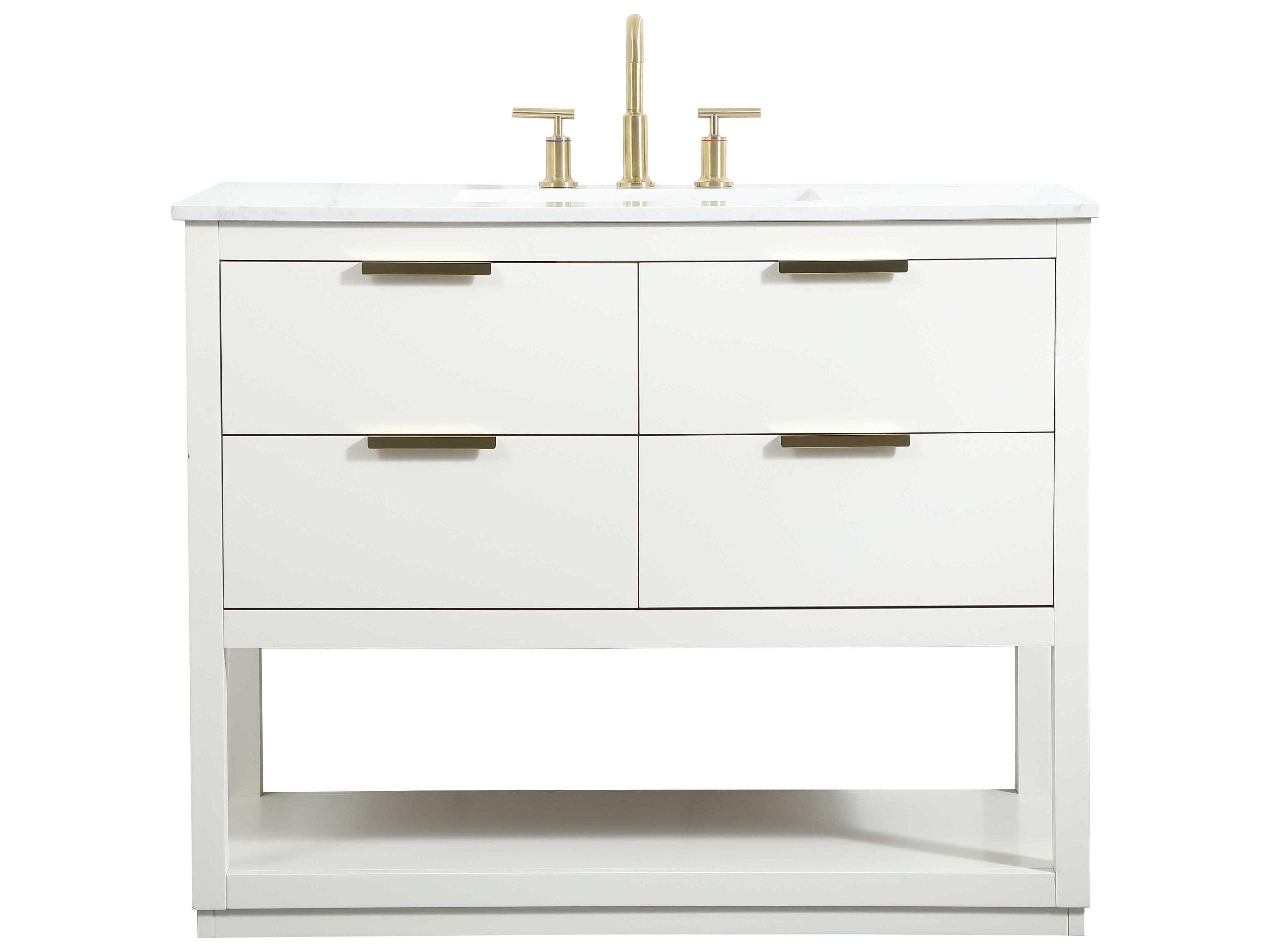 Larkin 42 inch Bathroom Vanity in White with Gold Hardware