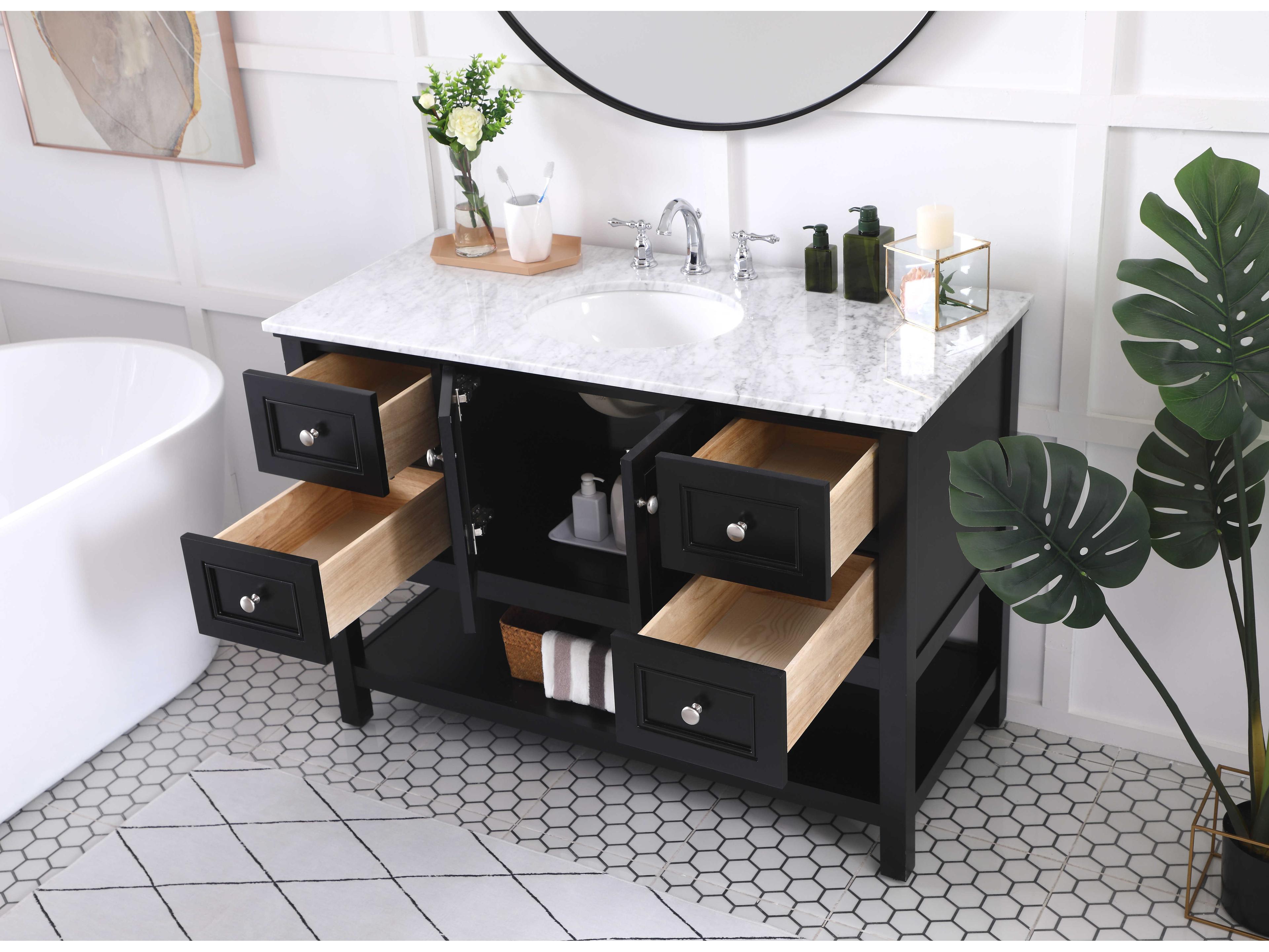 Elegant Lighting Metropolis Black 48" Vanity