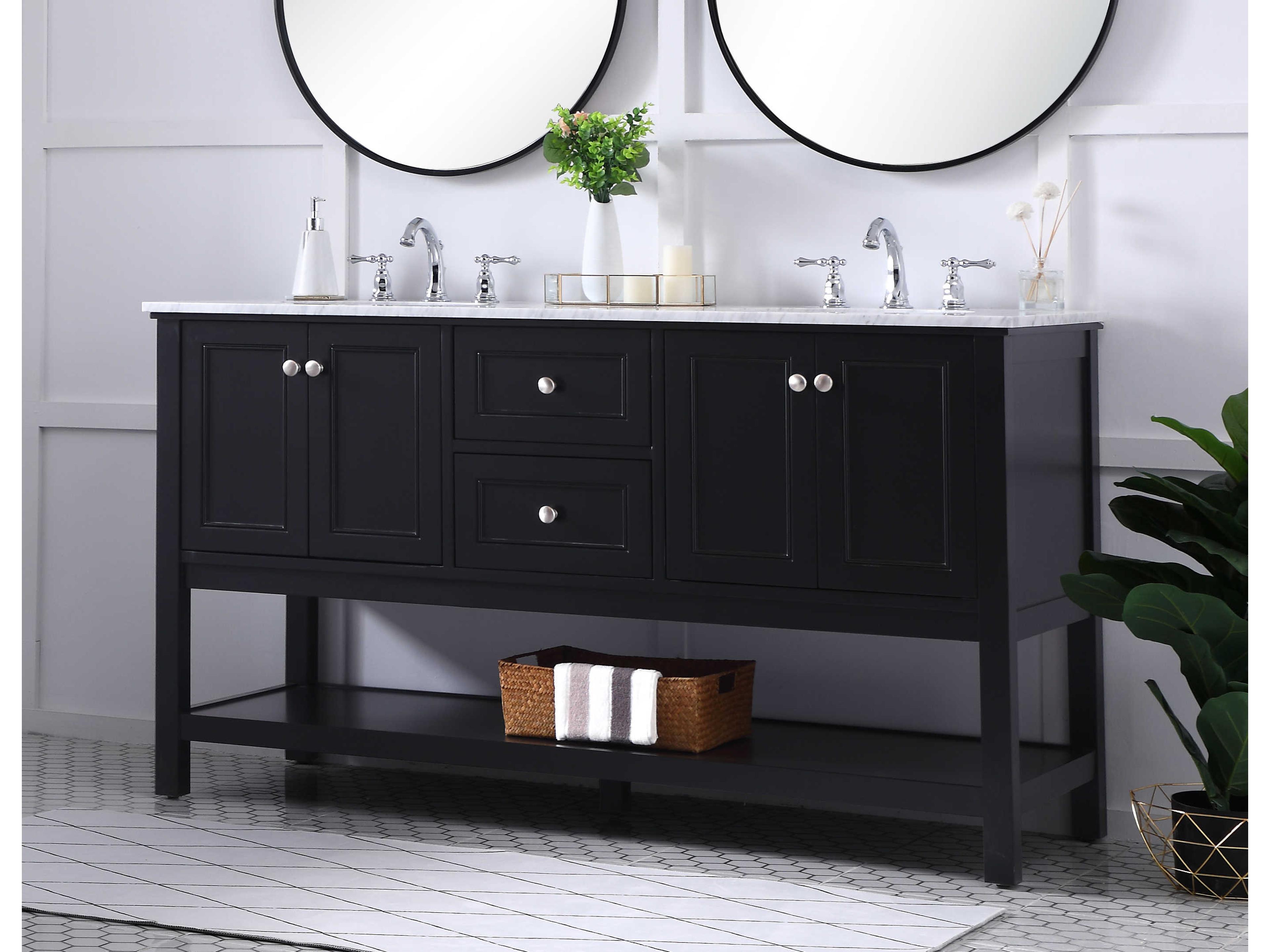 Elegant Lighting Metropolis Black 60" Vanity