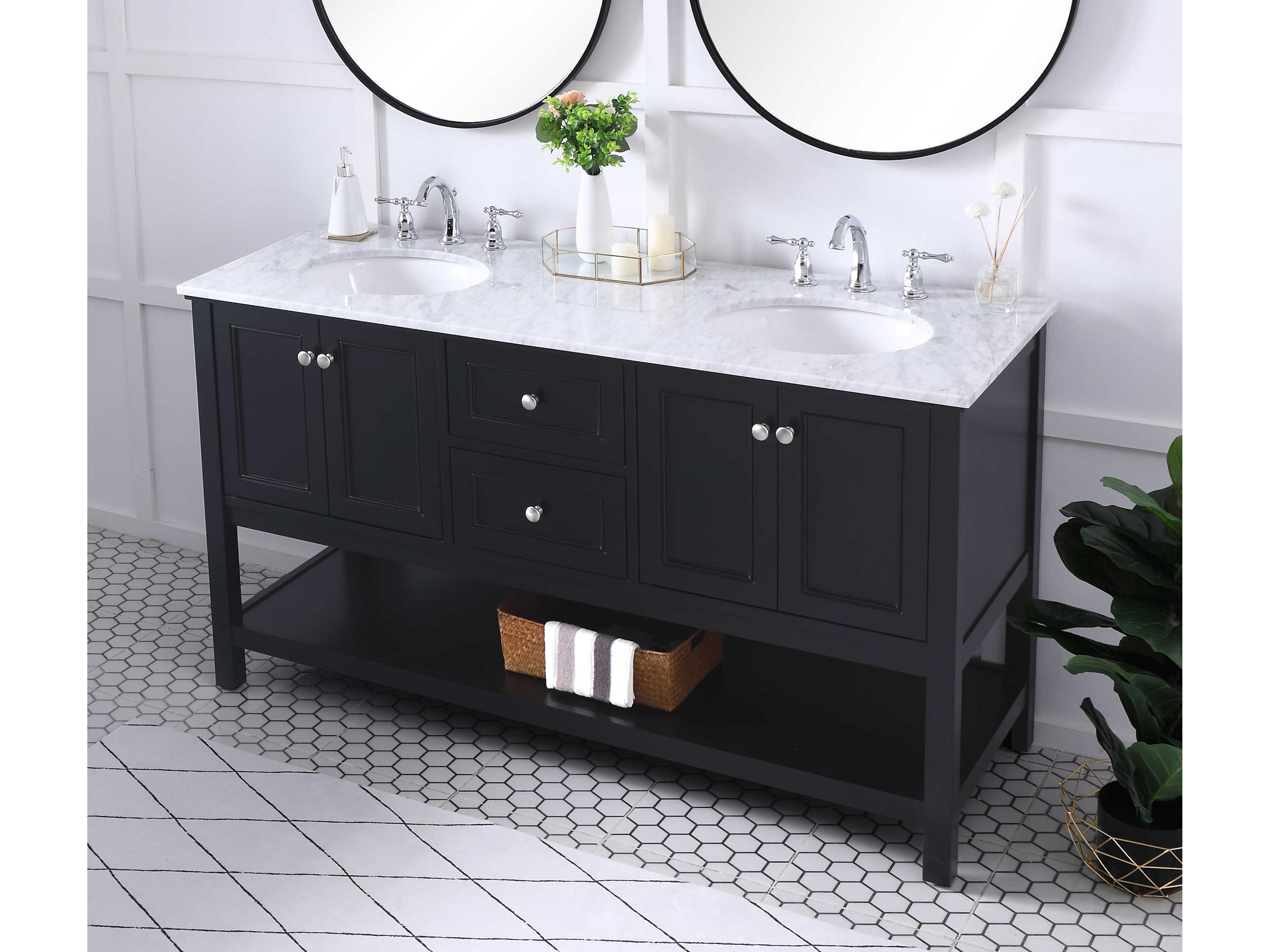 Elegant Lighting Metropolis Black 60" Vanity