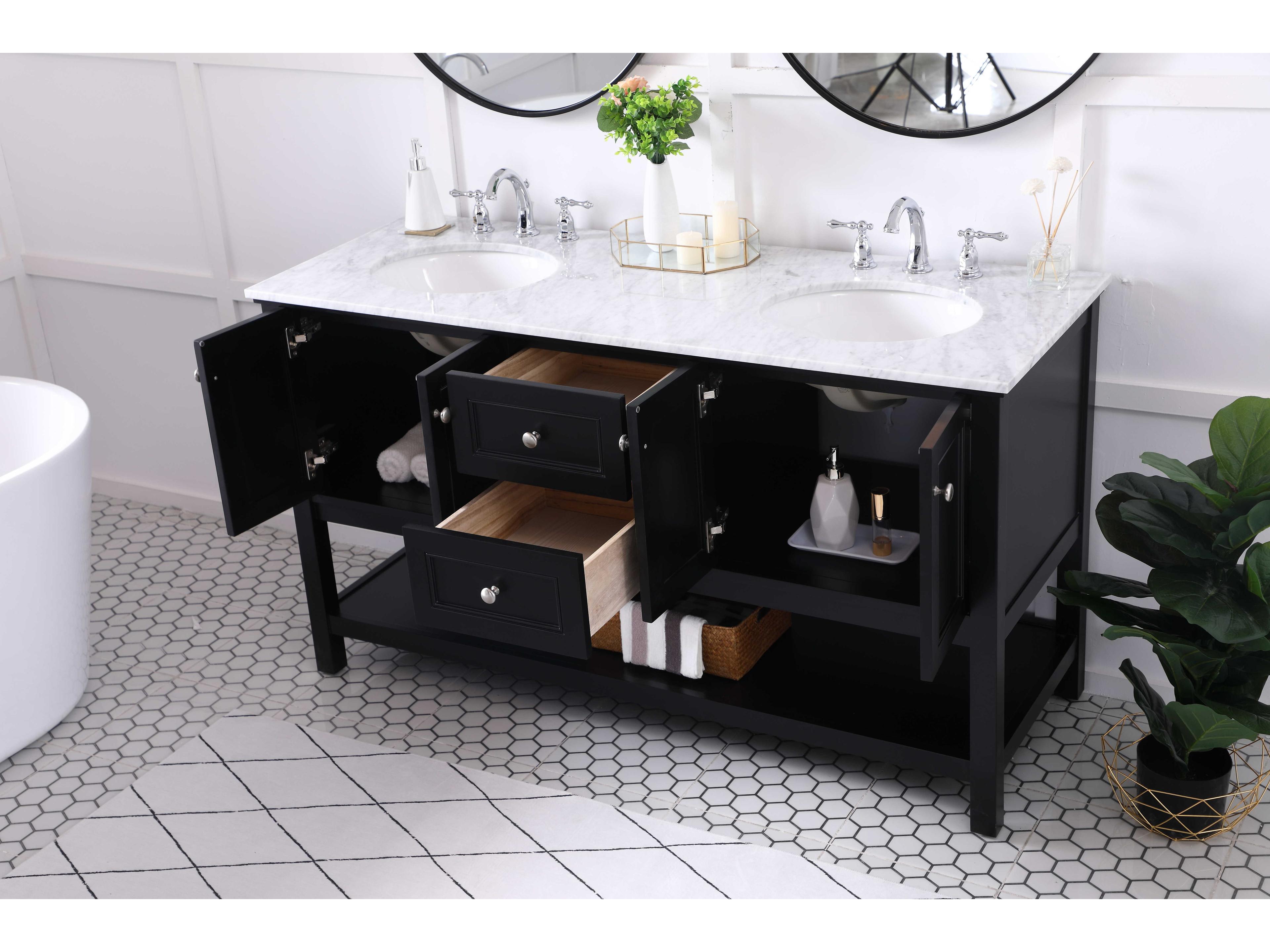 Elegant Lighting Metropolis Black 60" Vanity