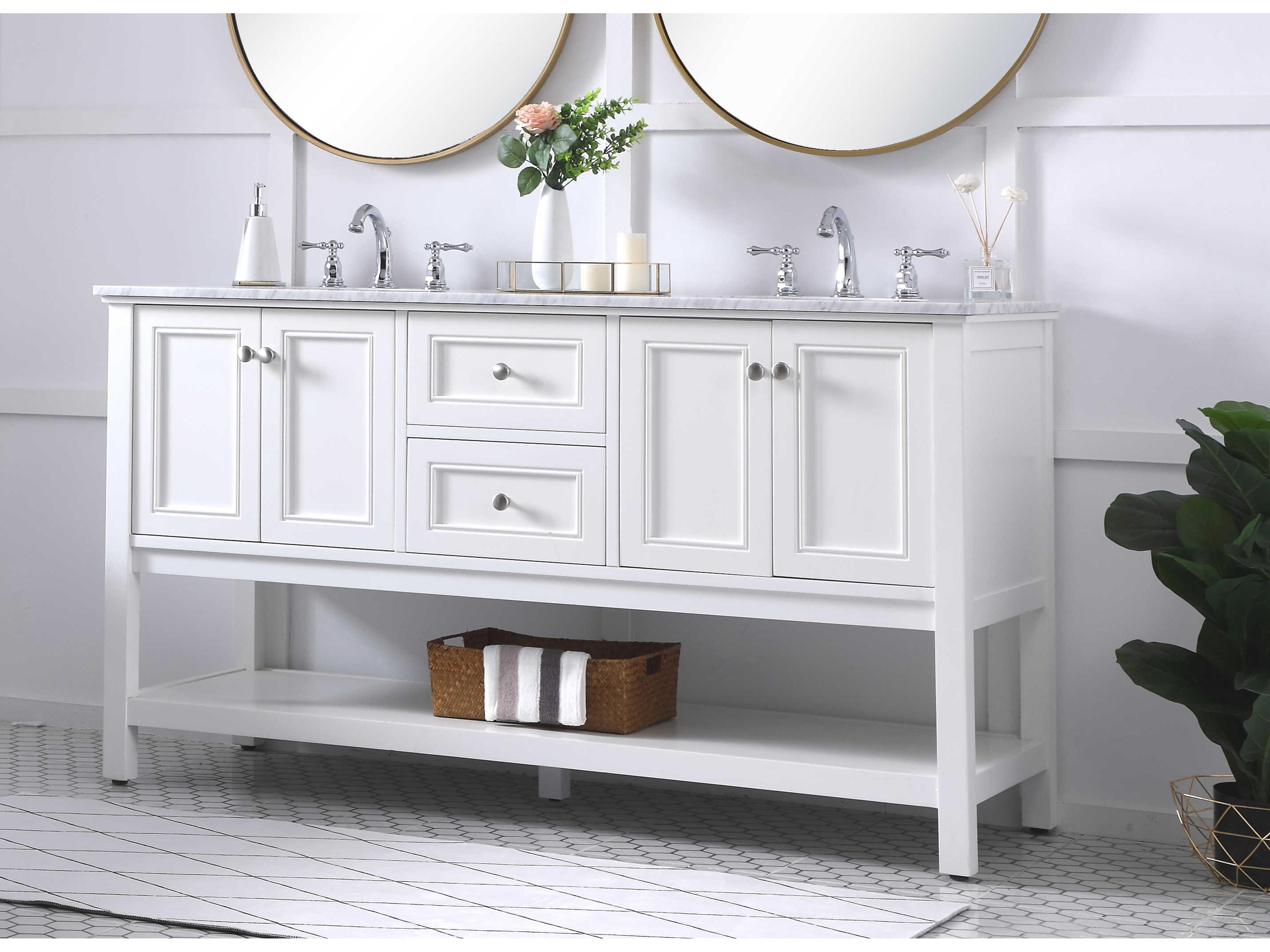 Elegant Lighting Metropolis White 60" Vanity