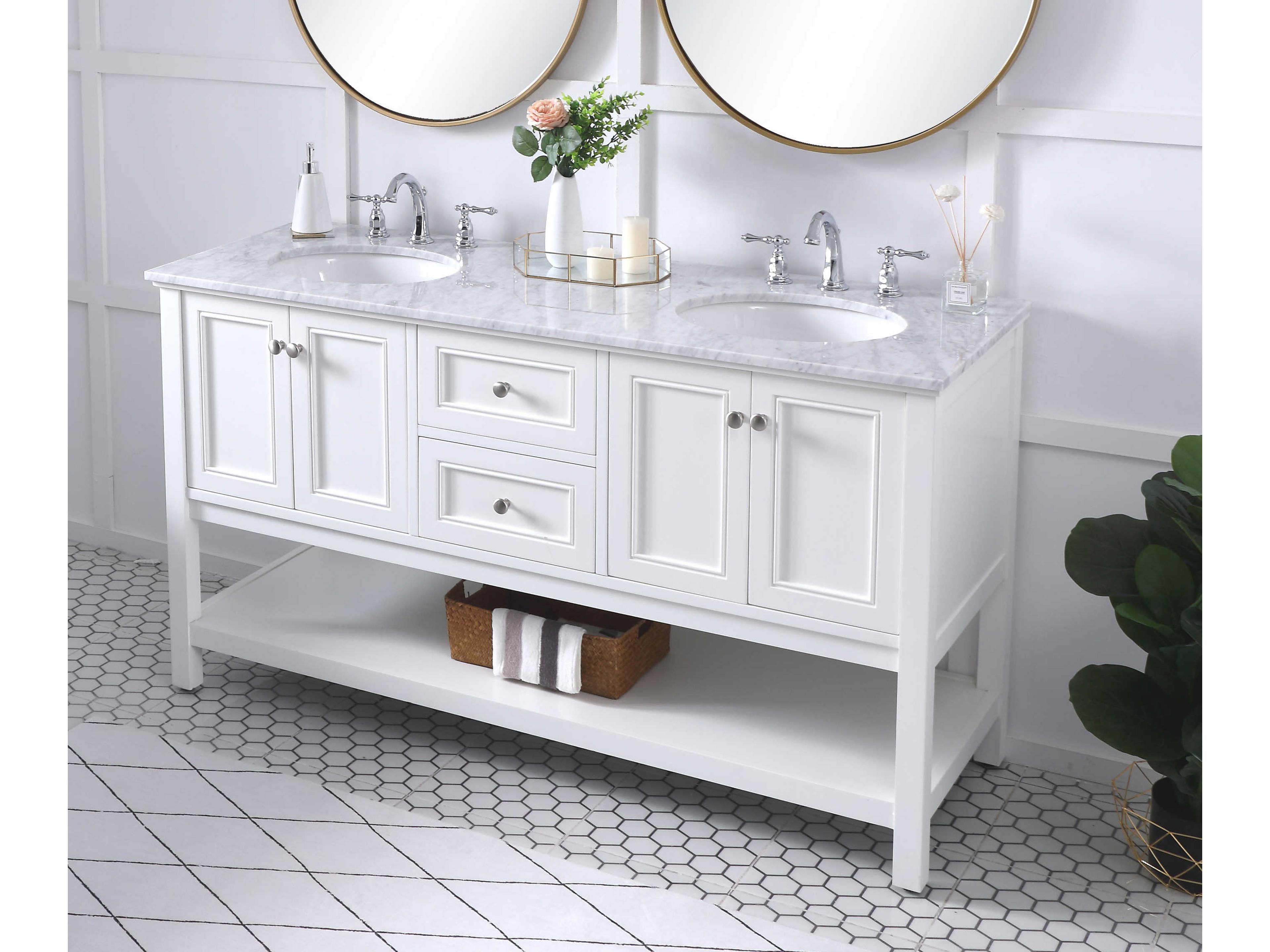 Elegant Lighting Metropolis White 60" Vanity