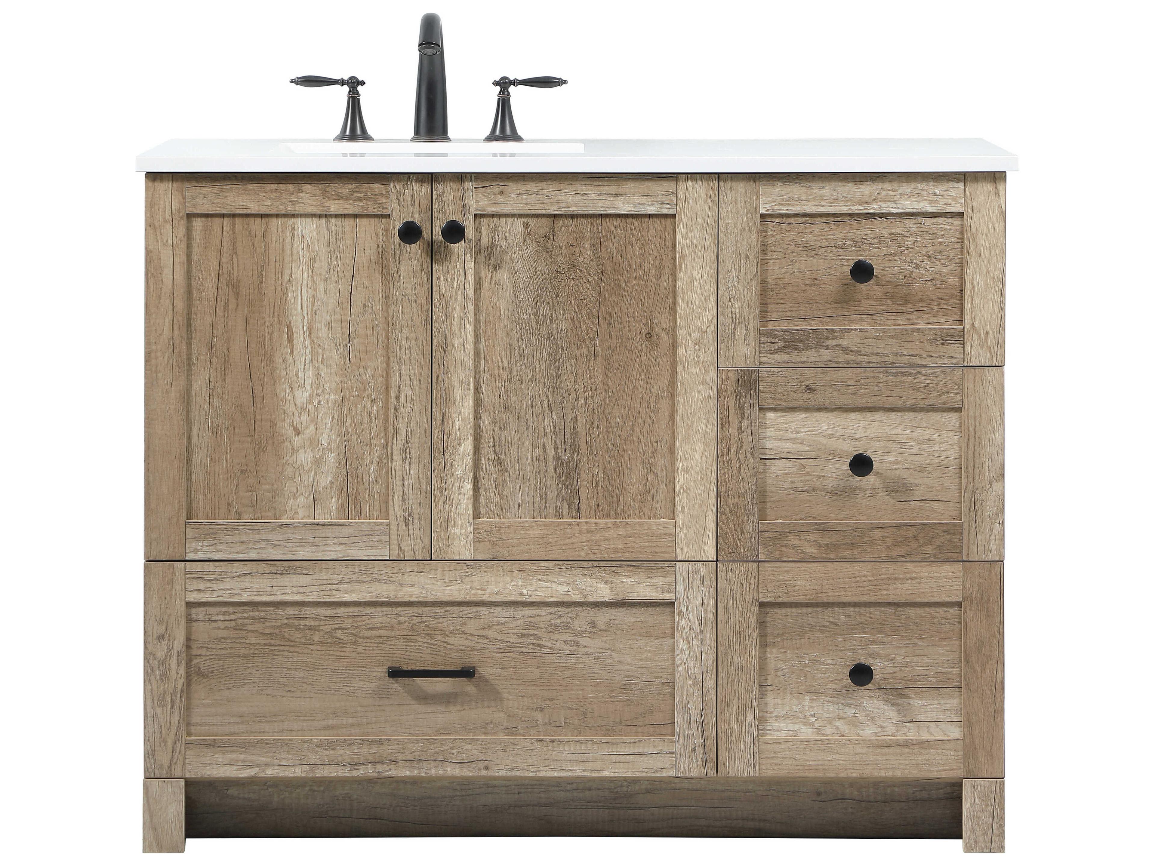 Soma 42 Inch Single Vanity Natural Oak Farmhouse Design