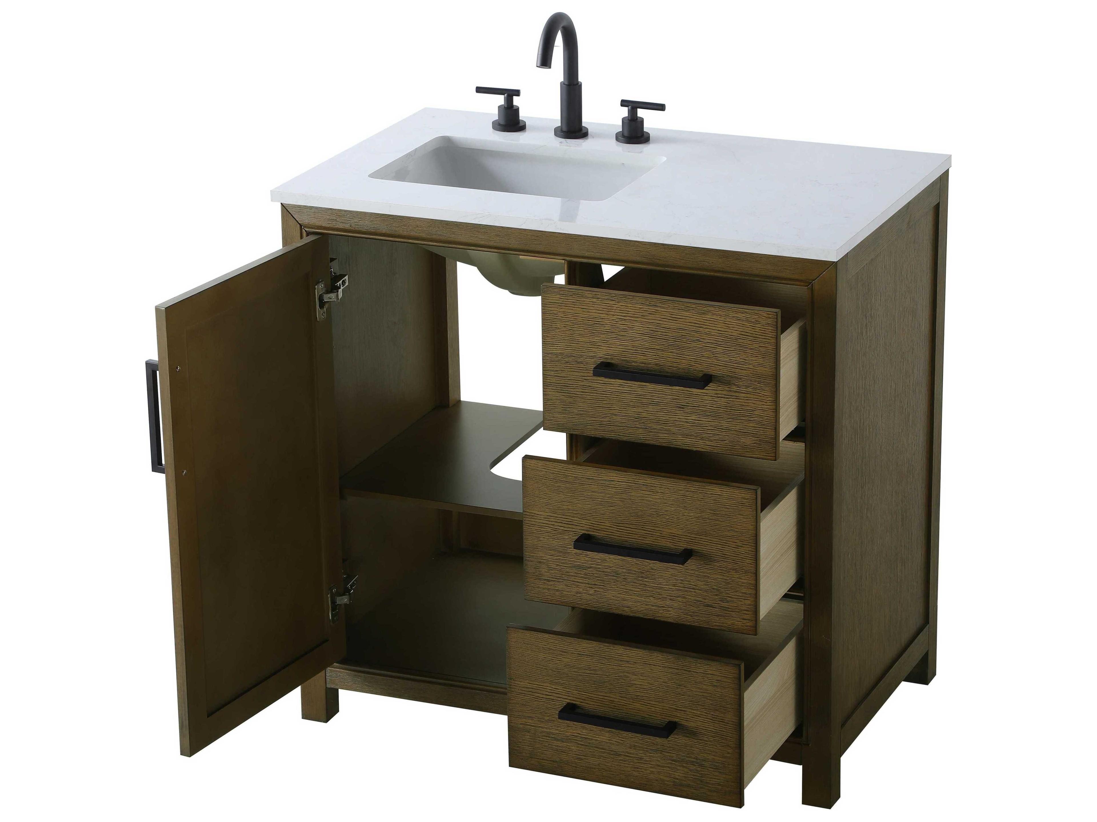 Elegant Lighting Alina Hazel Oak Vanity