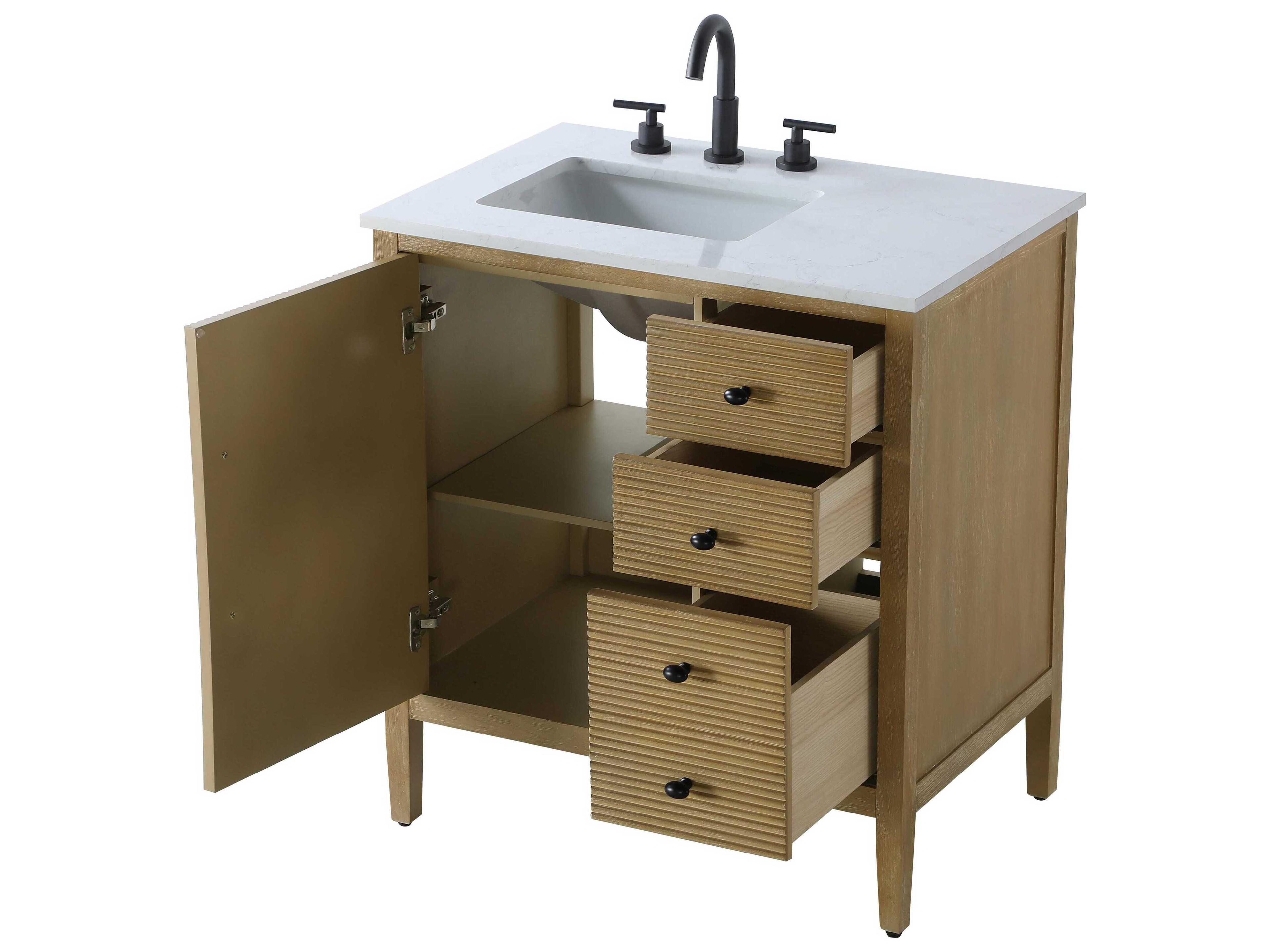 Elegant Lighting Blakely Linen Oak Vanity