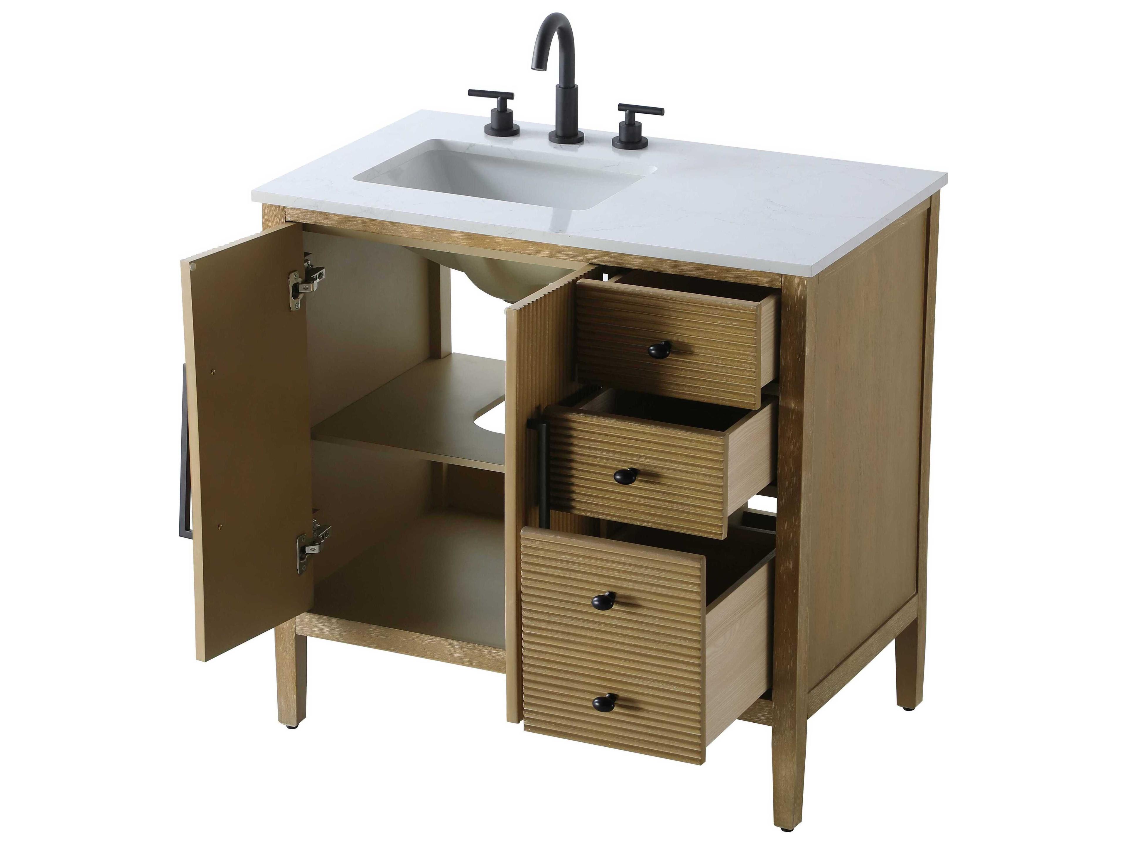 Elegant Lighting Blakely Linen Oak Vanity