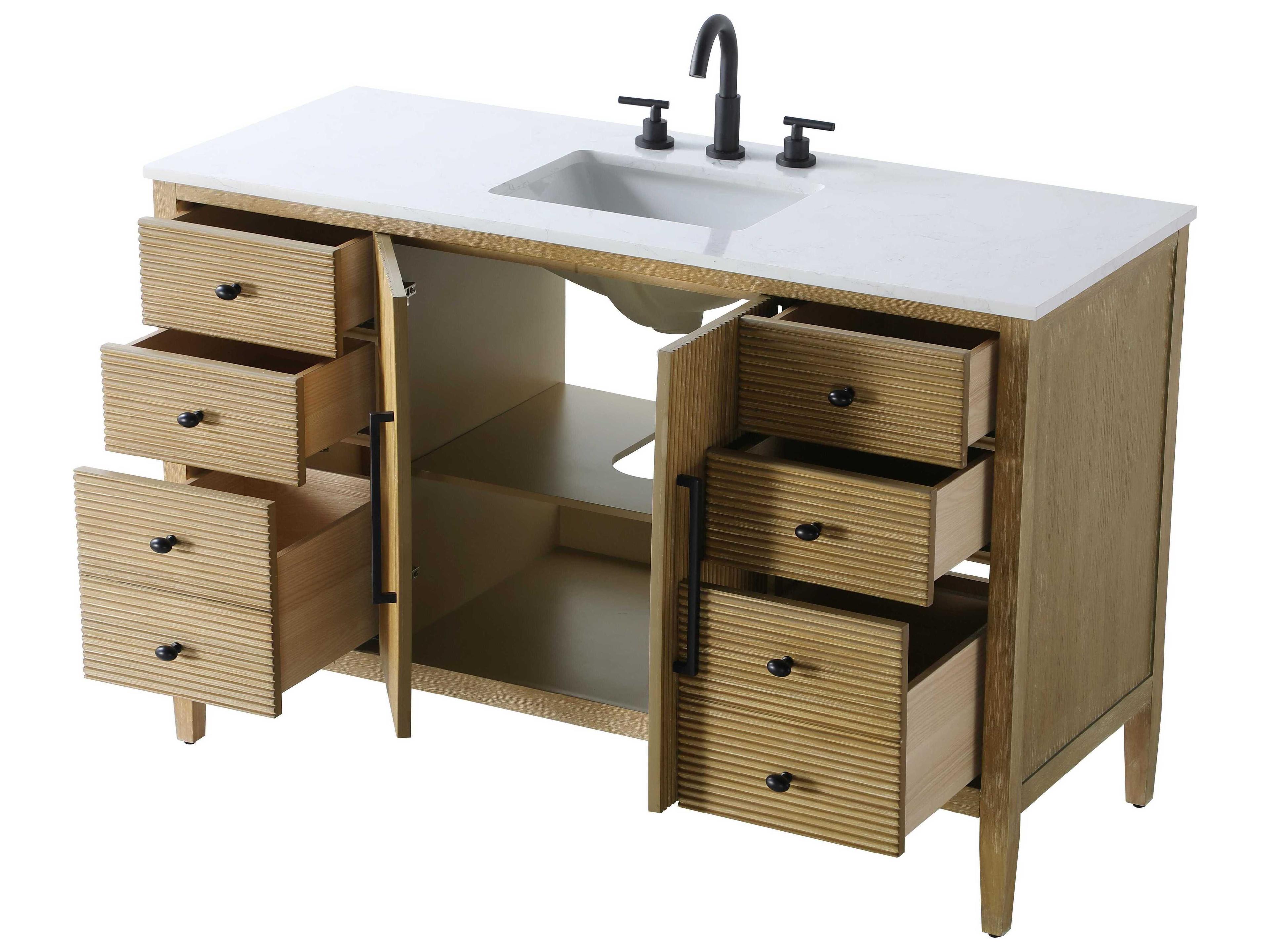 Elegant Lighting Blakely Linen Oak Vanity