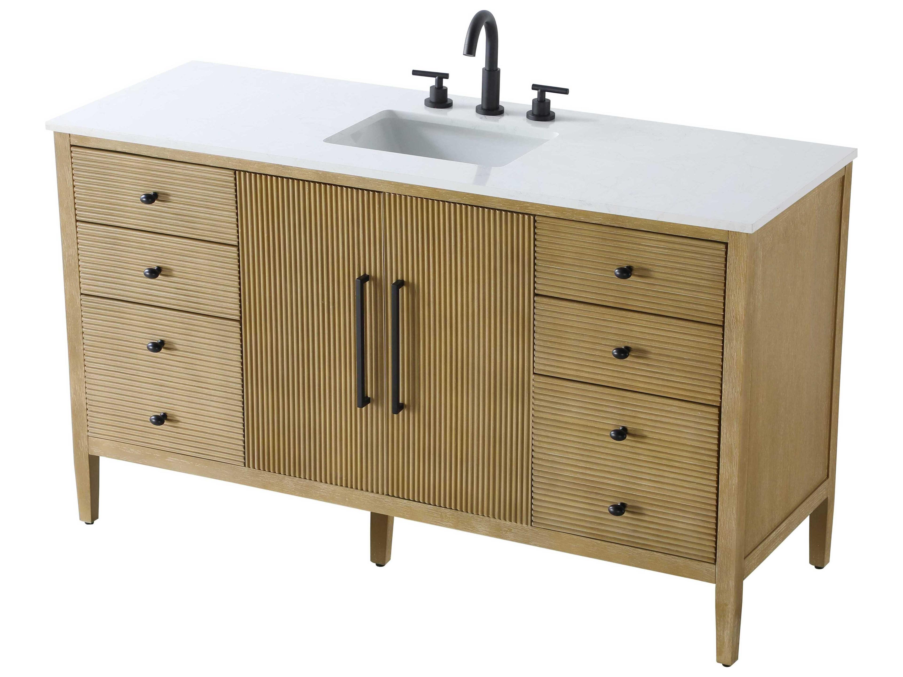 Elegant Lighting Blakely Linen Oak Vanity