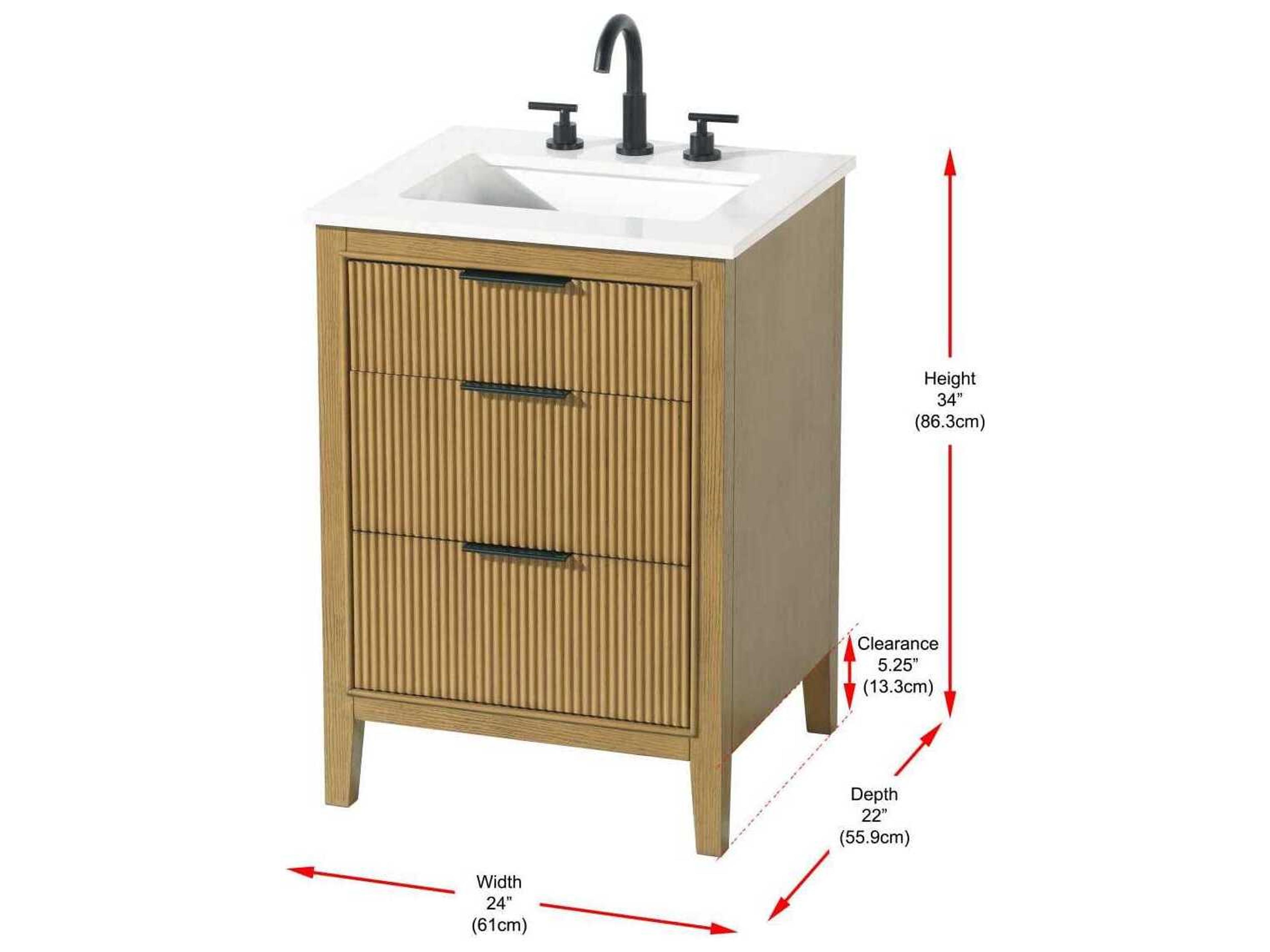 Elegant Lighting Langston 24" Honey Teak Vanity