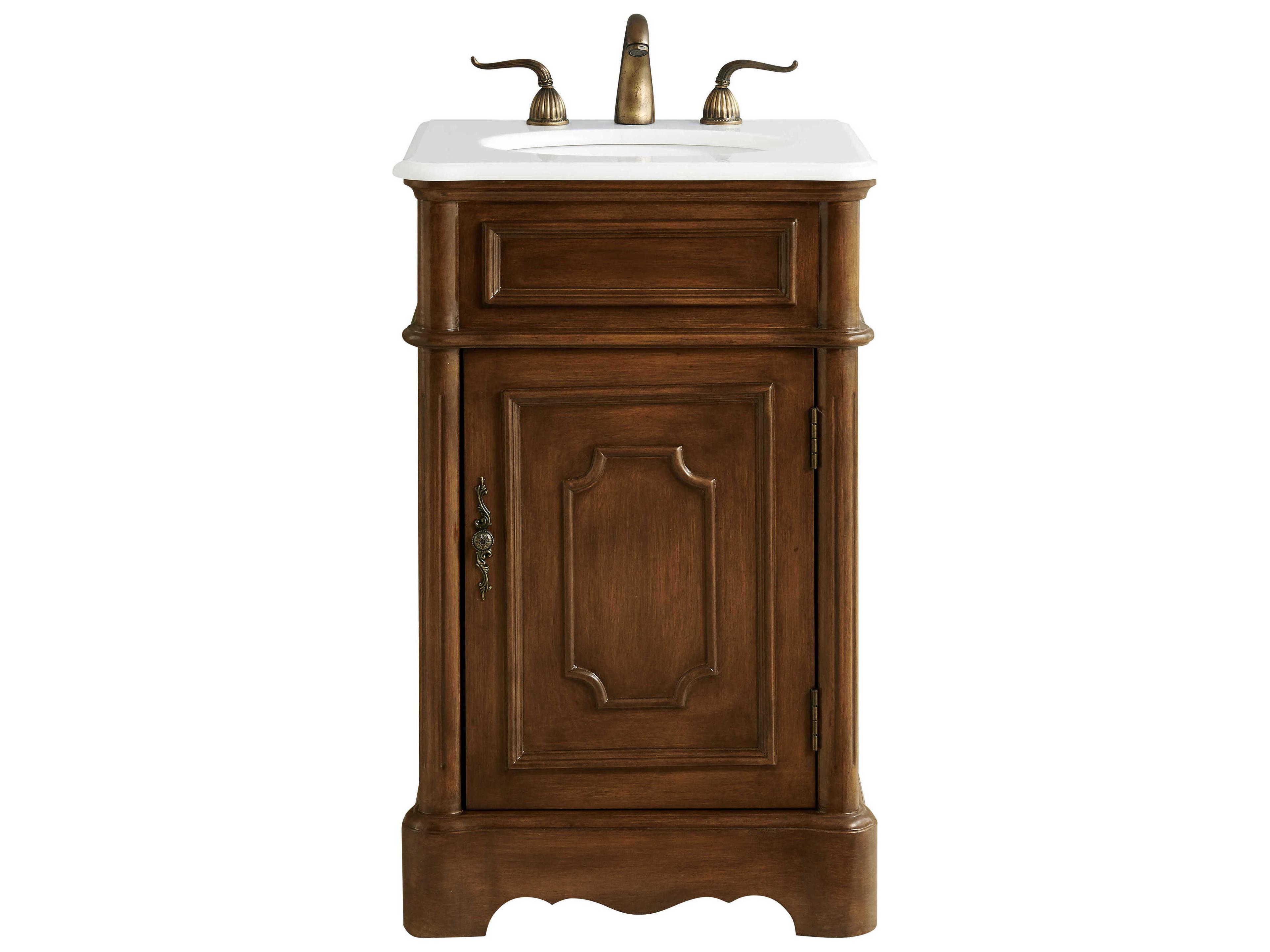 Retro Teak 21" Vanity with Ivory White Quartz Countertop