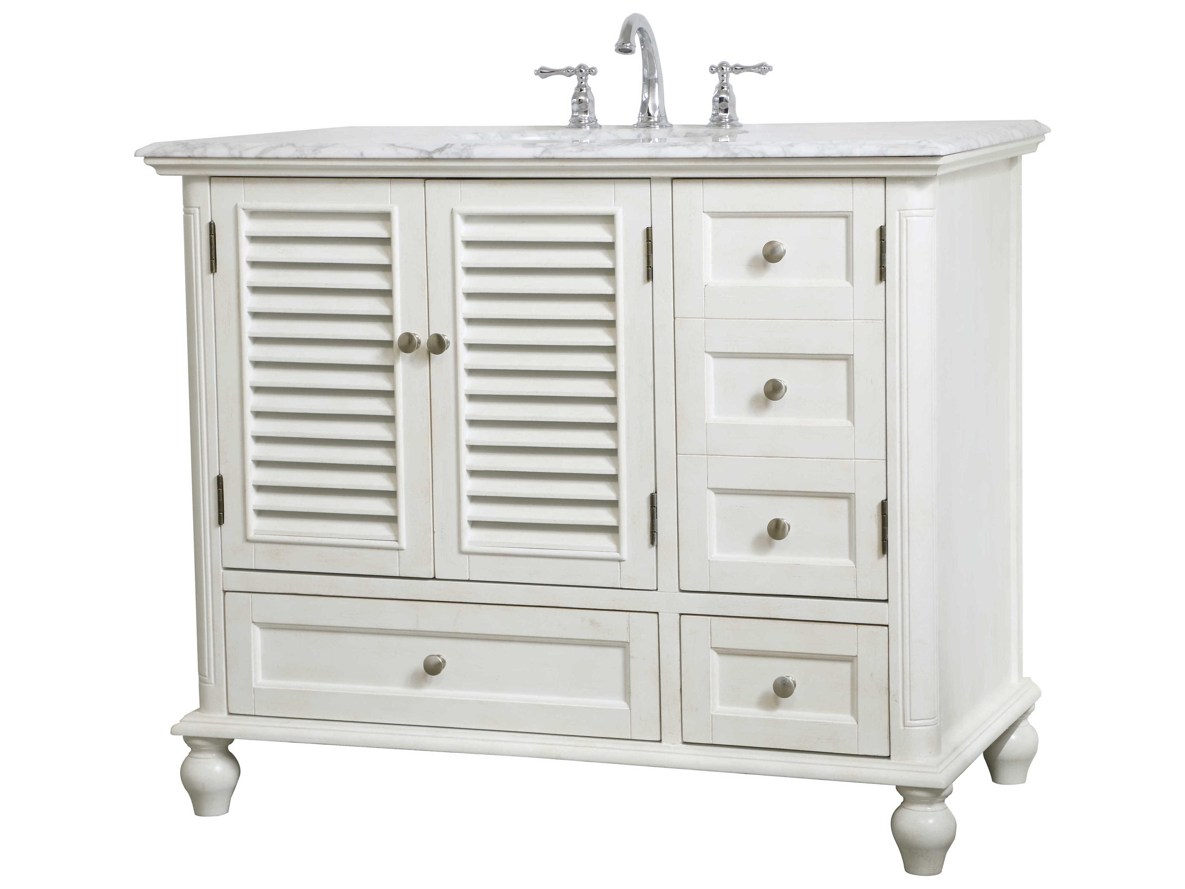 Elegant Lighting Rhodes Antique White 42" Vanity
