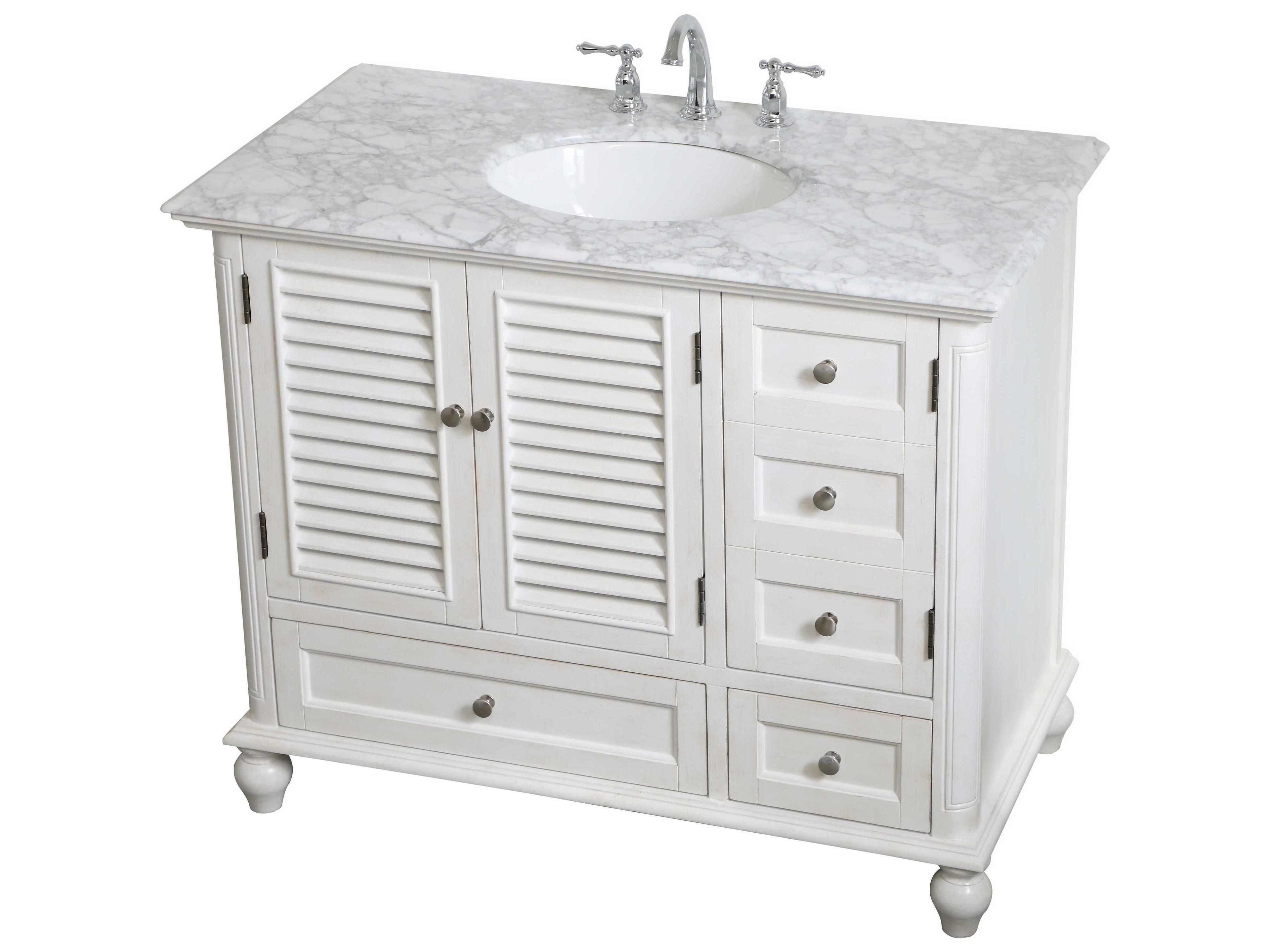 Elegant Lighting Rhodes Antique White 42" Vanity