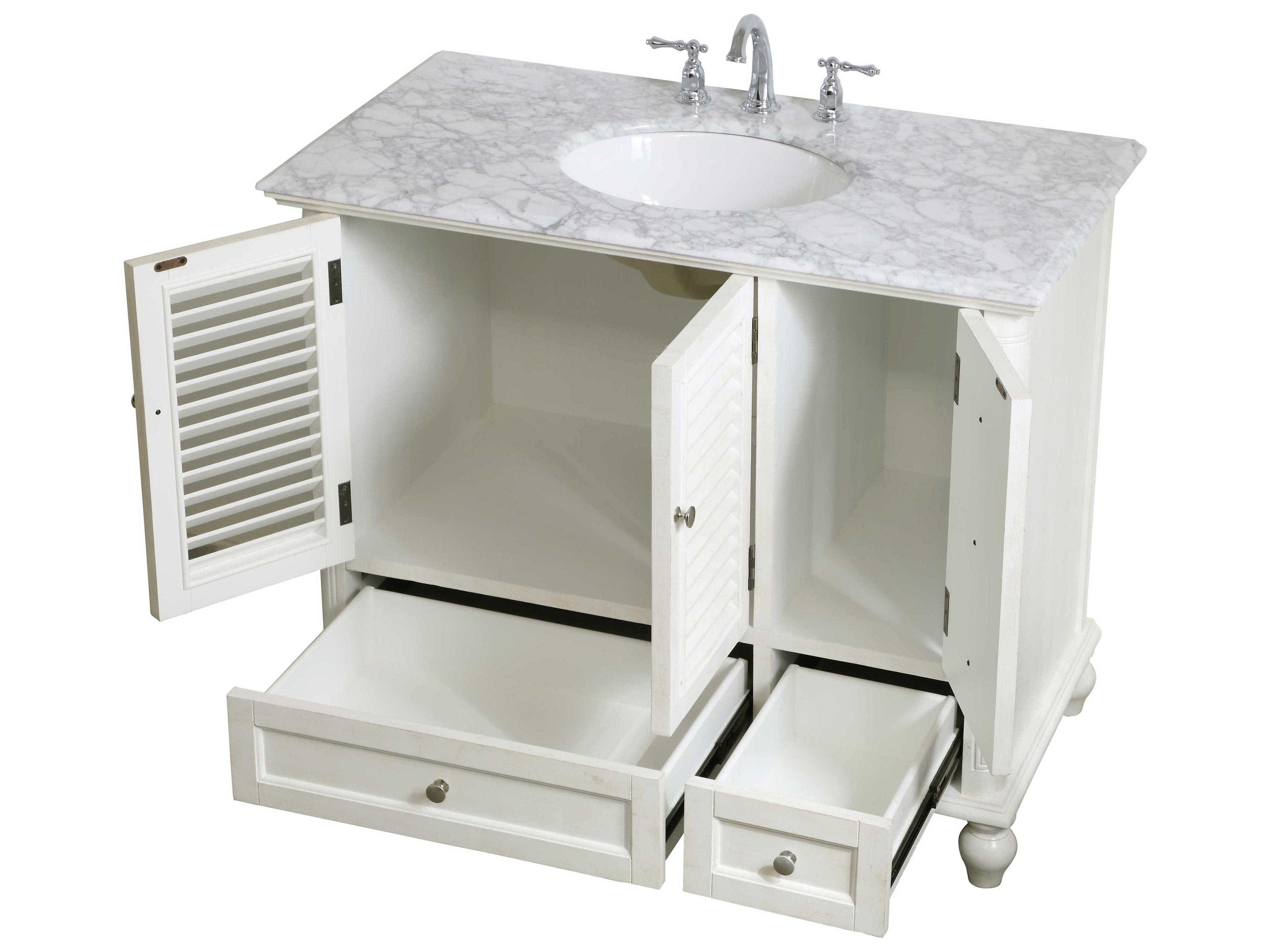 Elegant Lighting Rhodes Antique White 42" Vanity