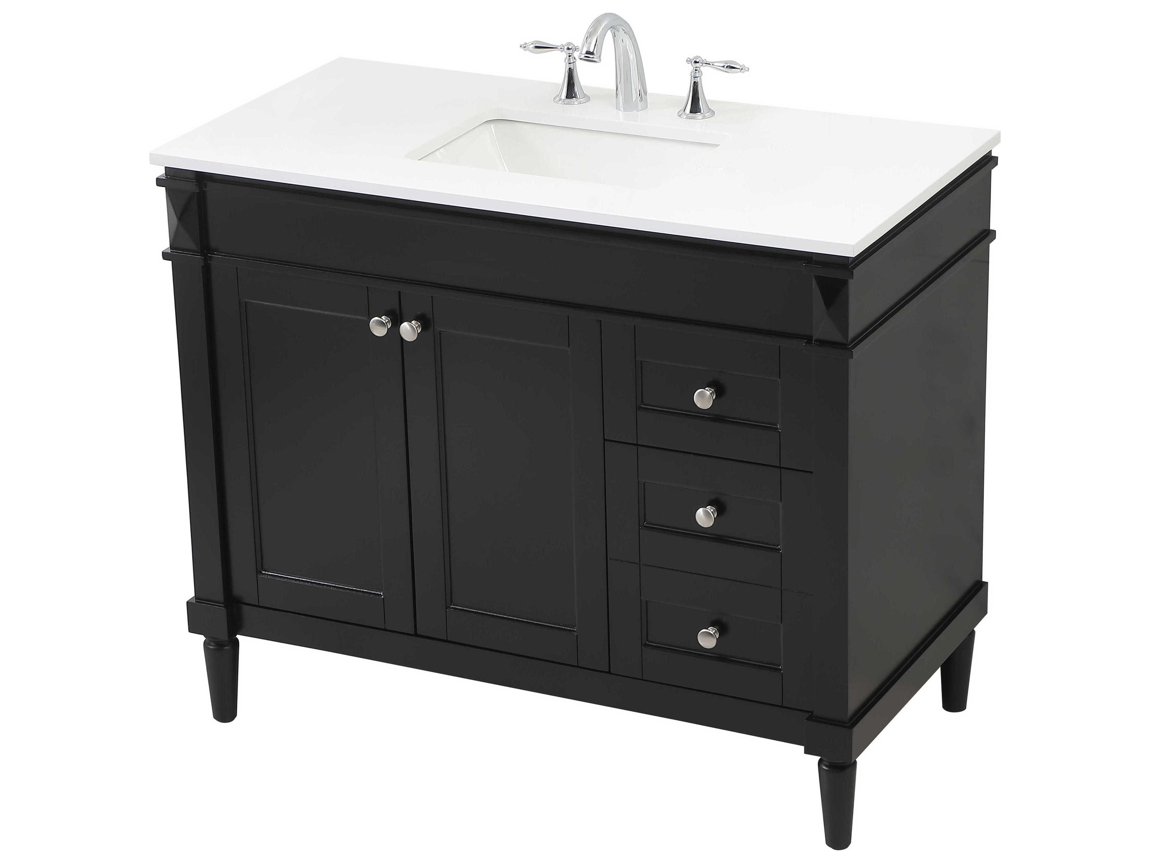 Elegant Lighting Bennett Black / Brushed Nickel 42" Vanity