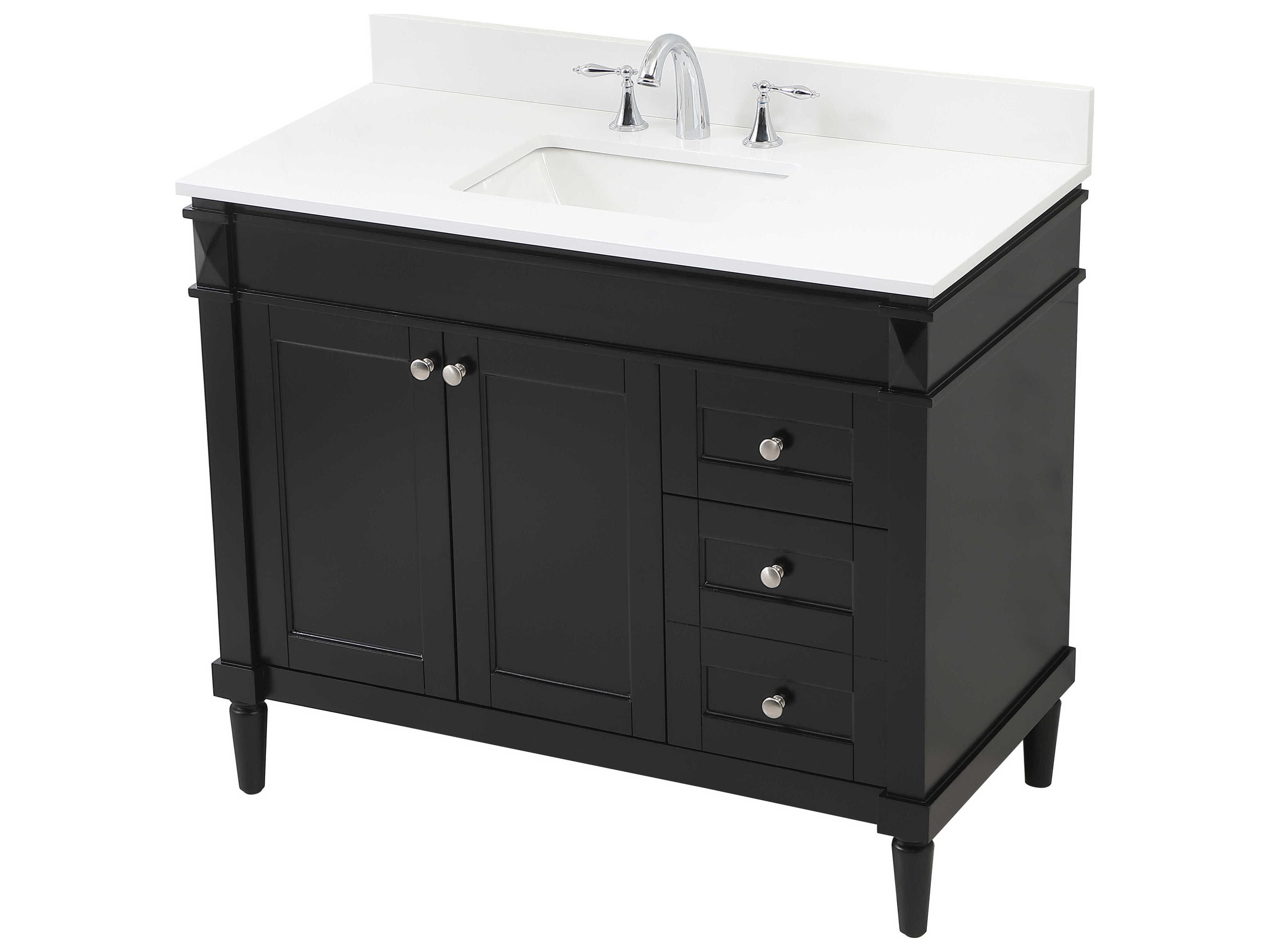 Elegant Lighting Bennett Black / Brushed Nickel 42" Vanity with Backsplash