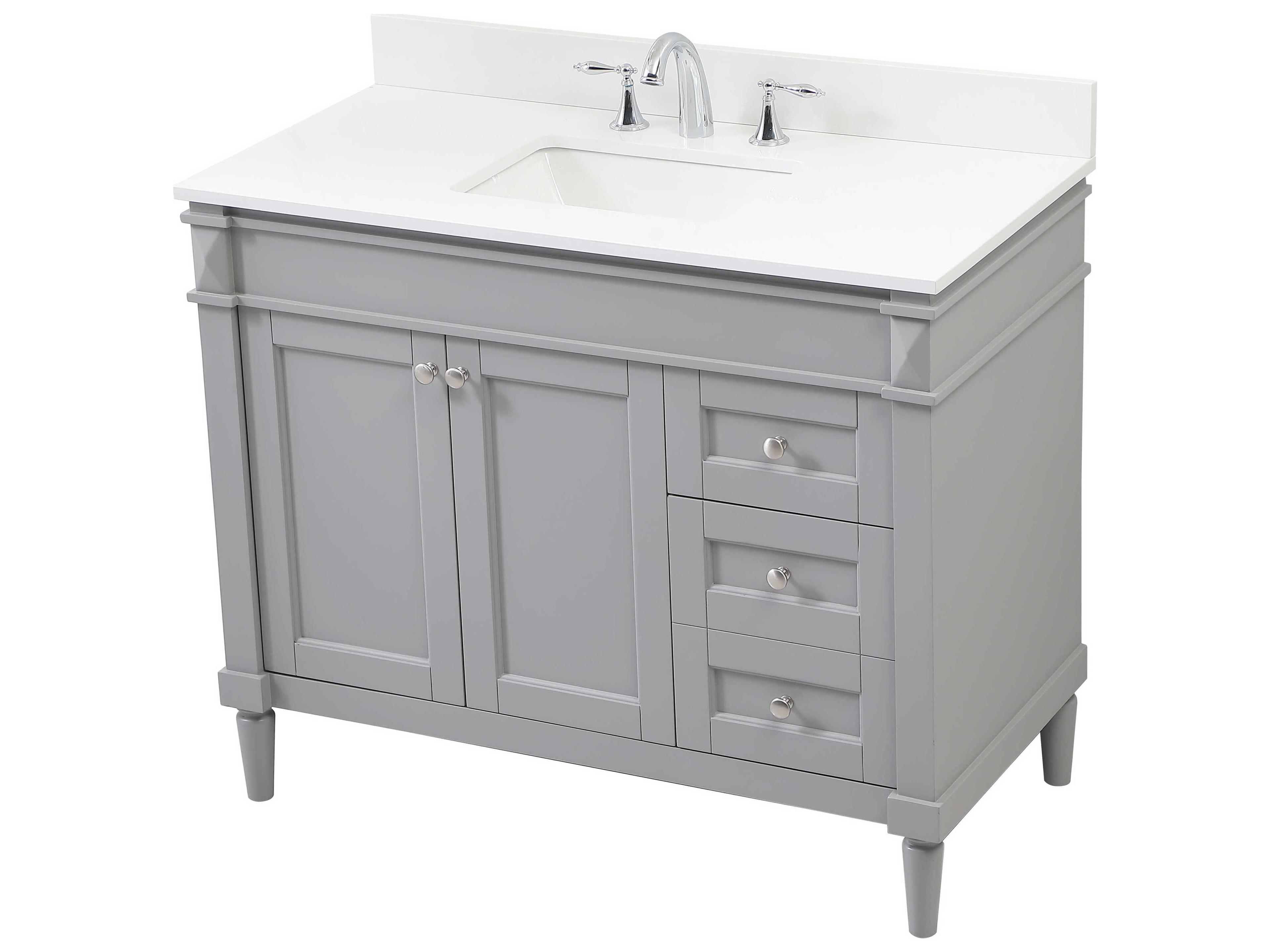 Elegant Lighting Bennett Grey / Brushed Nickel 42" Vanity with Backsplash