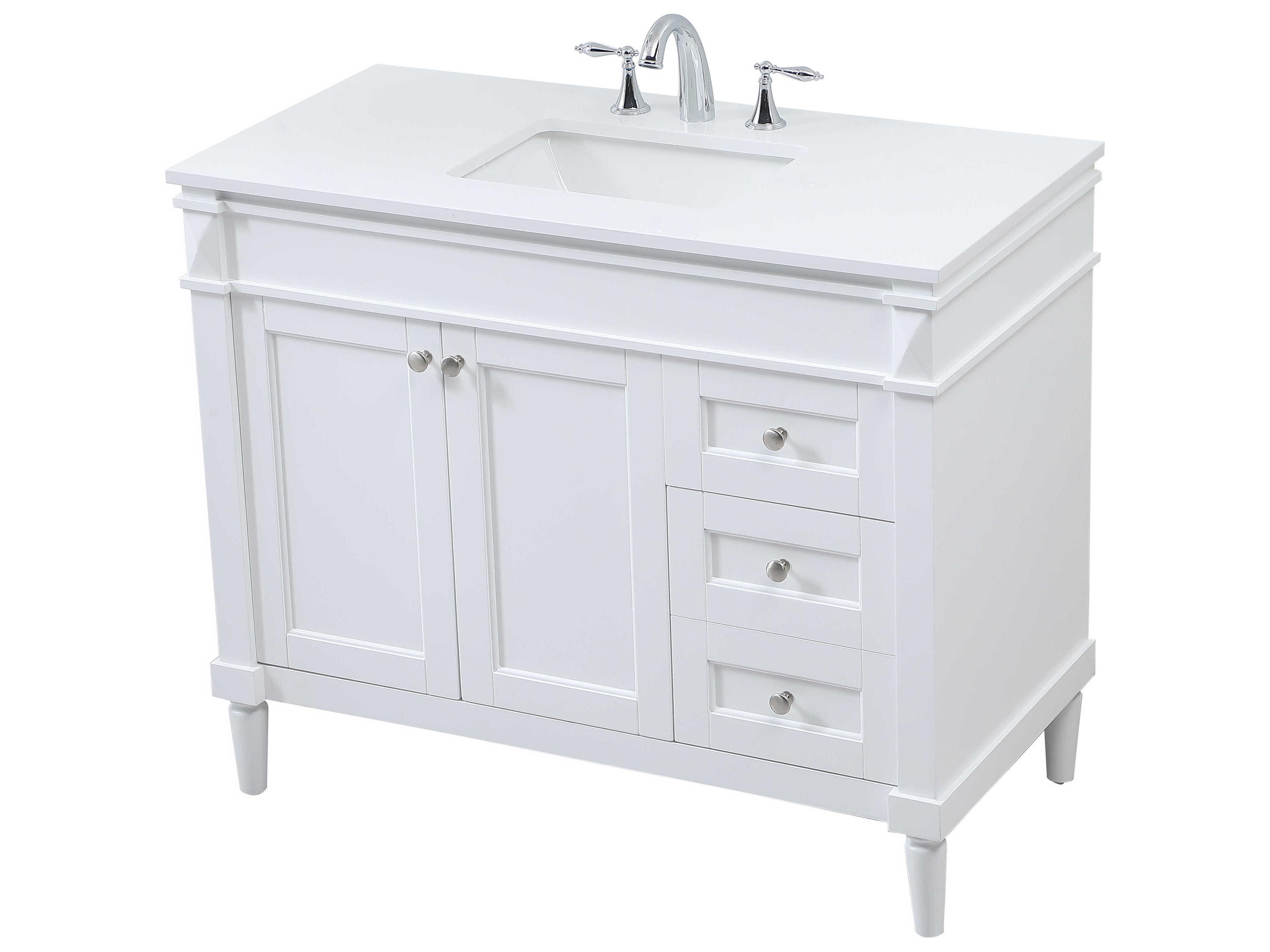 Elegant Lighting Bennett White / Brushed Nickel 42" Vanity