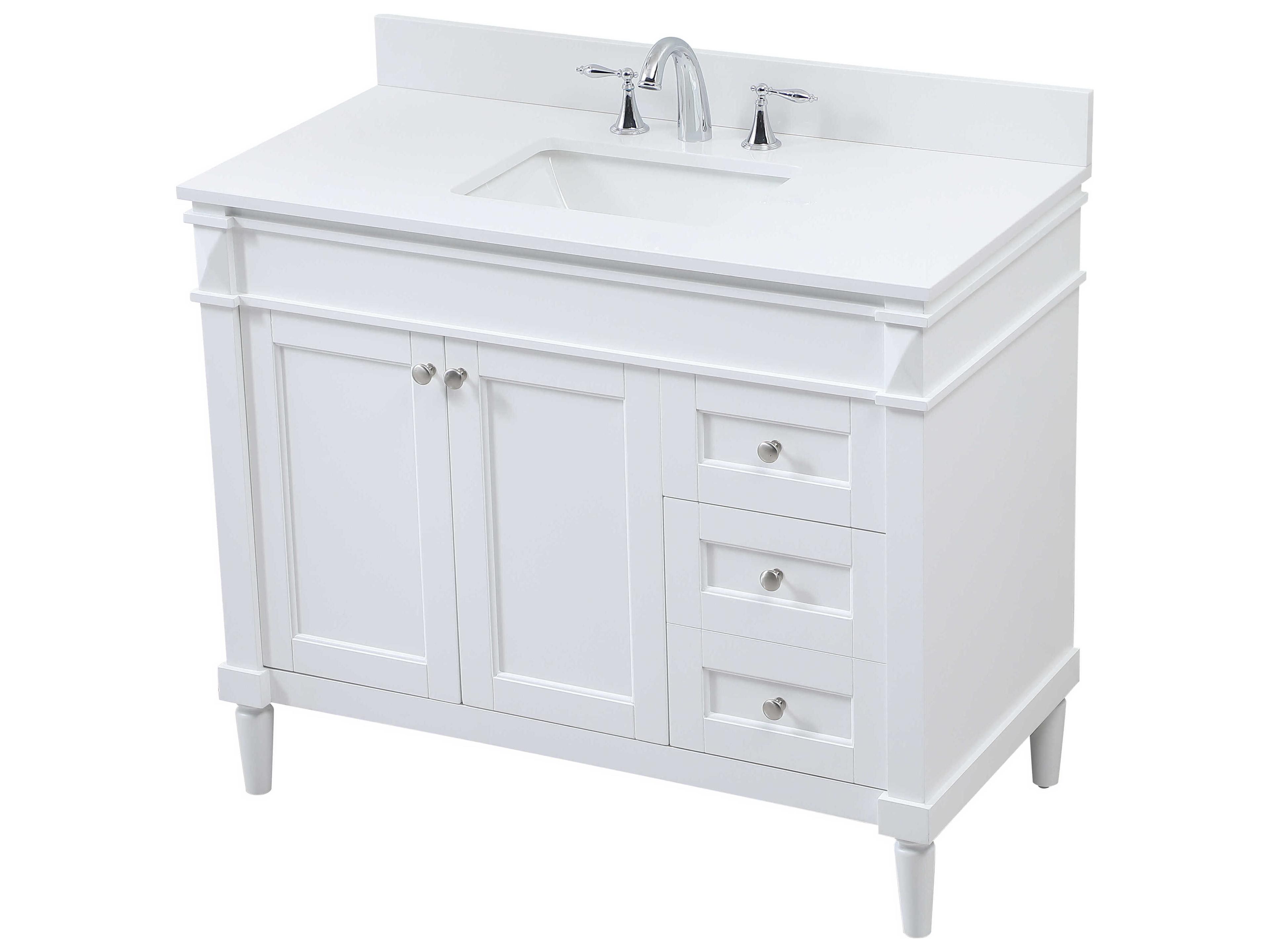 Elegant Lighting Bennett White / Brushed Nickel 42" Vanity with Backsplash