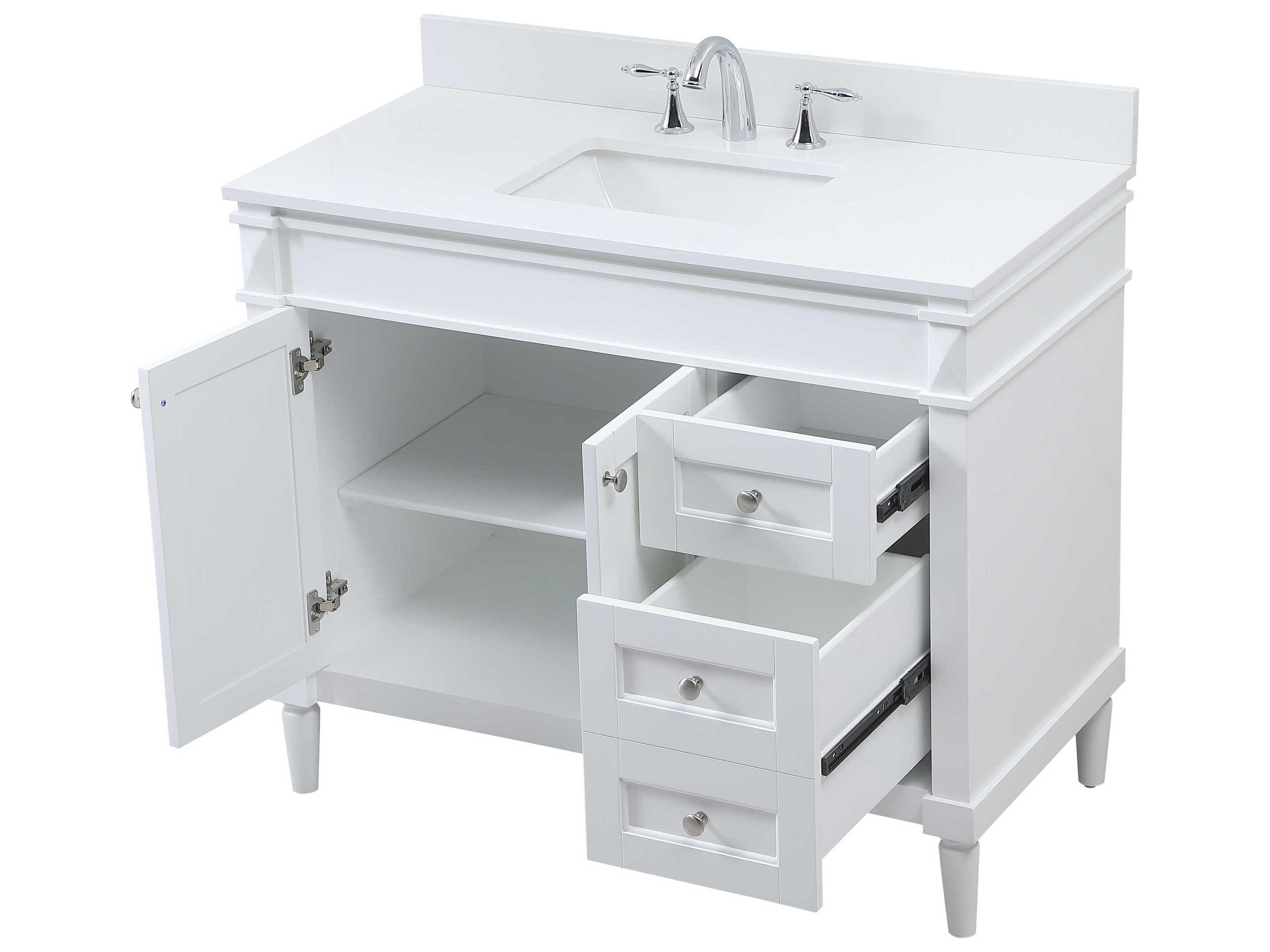 Elegant Lighting Bennett White / Brushed Nickel 42" Vanity with Backsplash