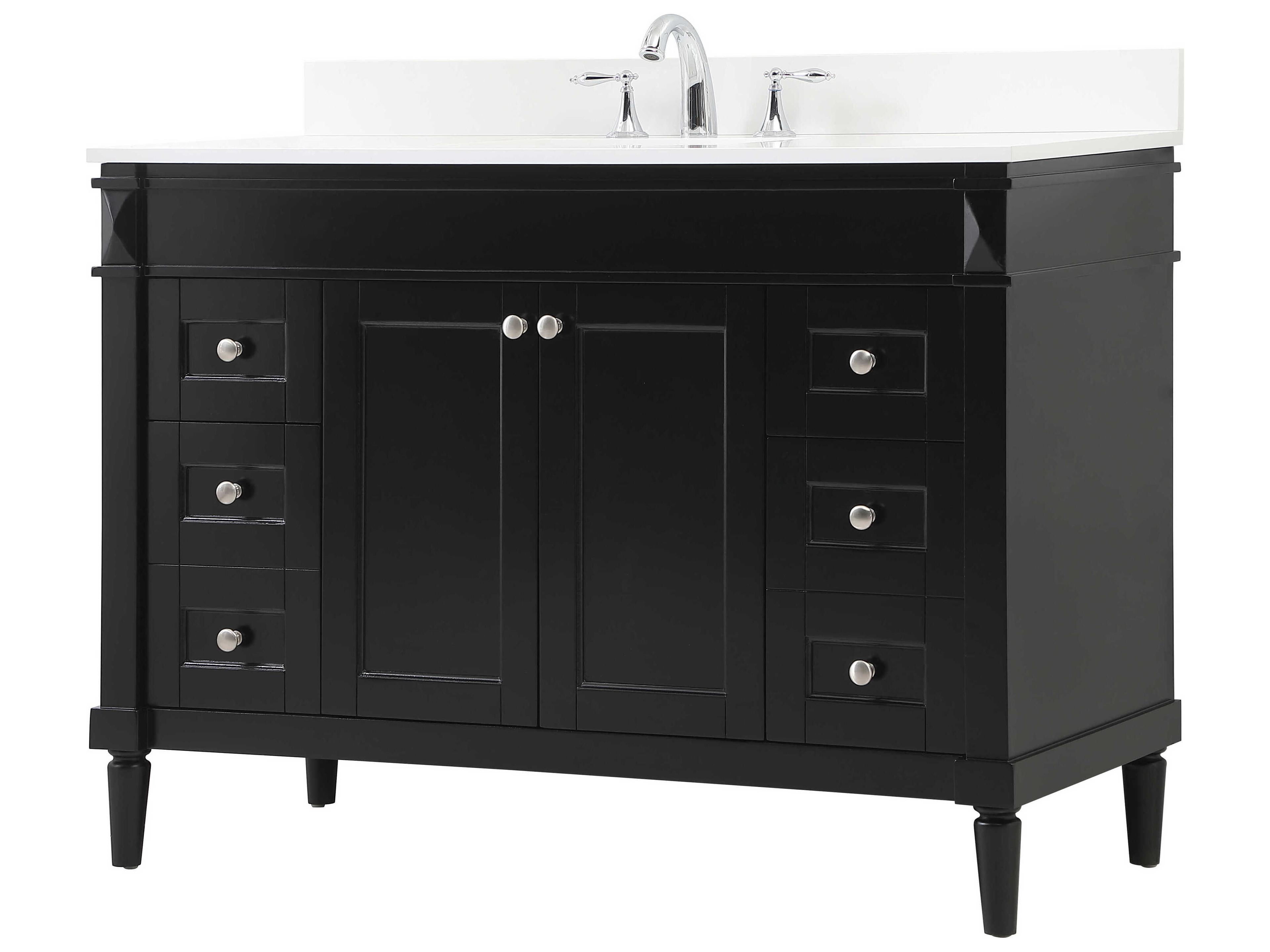 Elegant Lighting Bennett Black / Brushed Nickel 48" Vanity with Backsplash