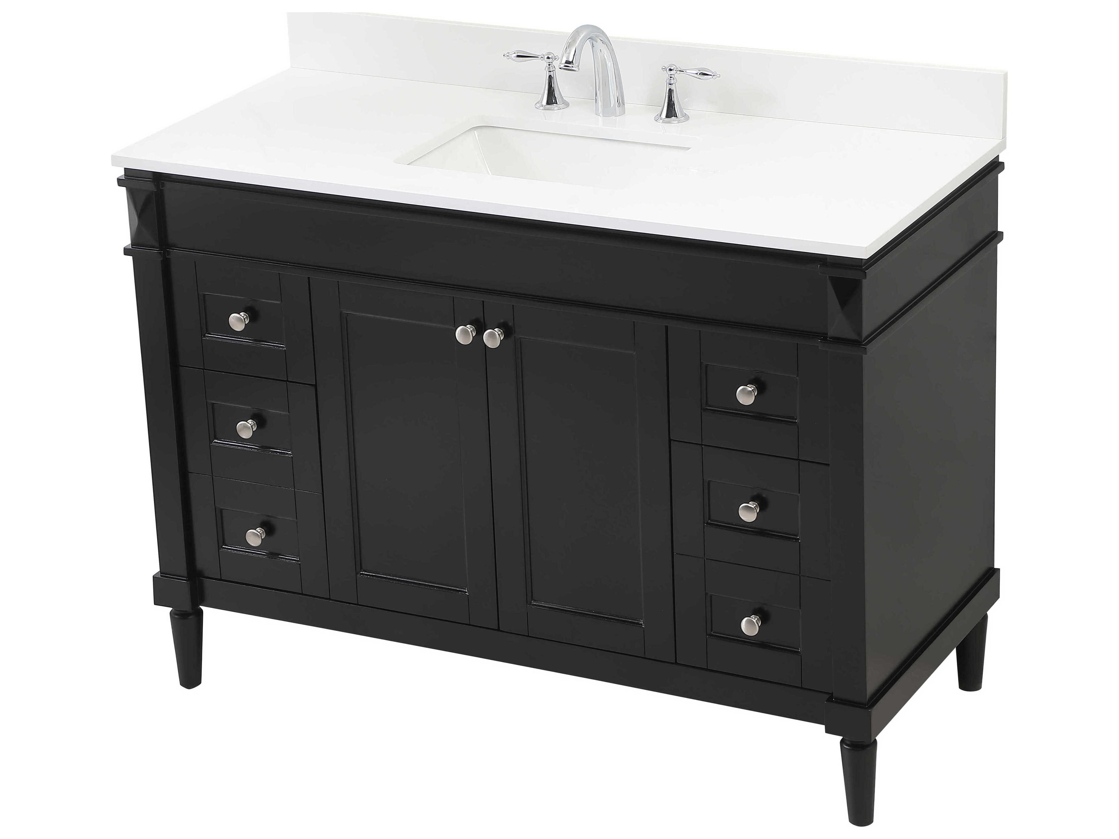 Elegant Lighting Bennett Black / Brushed Nickel 48" Vanity with Backsplash