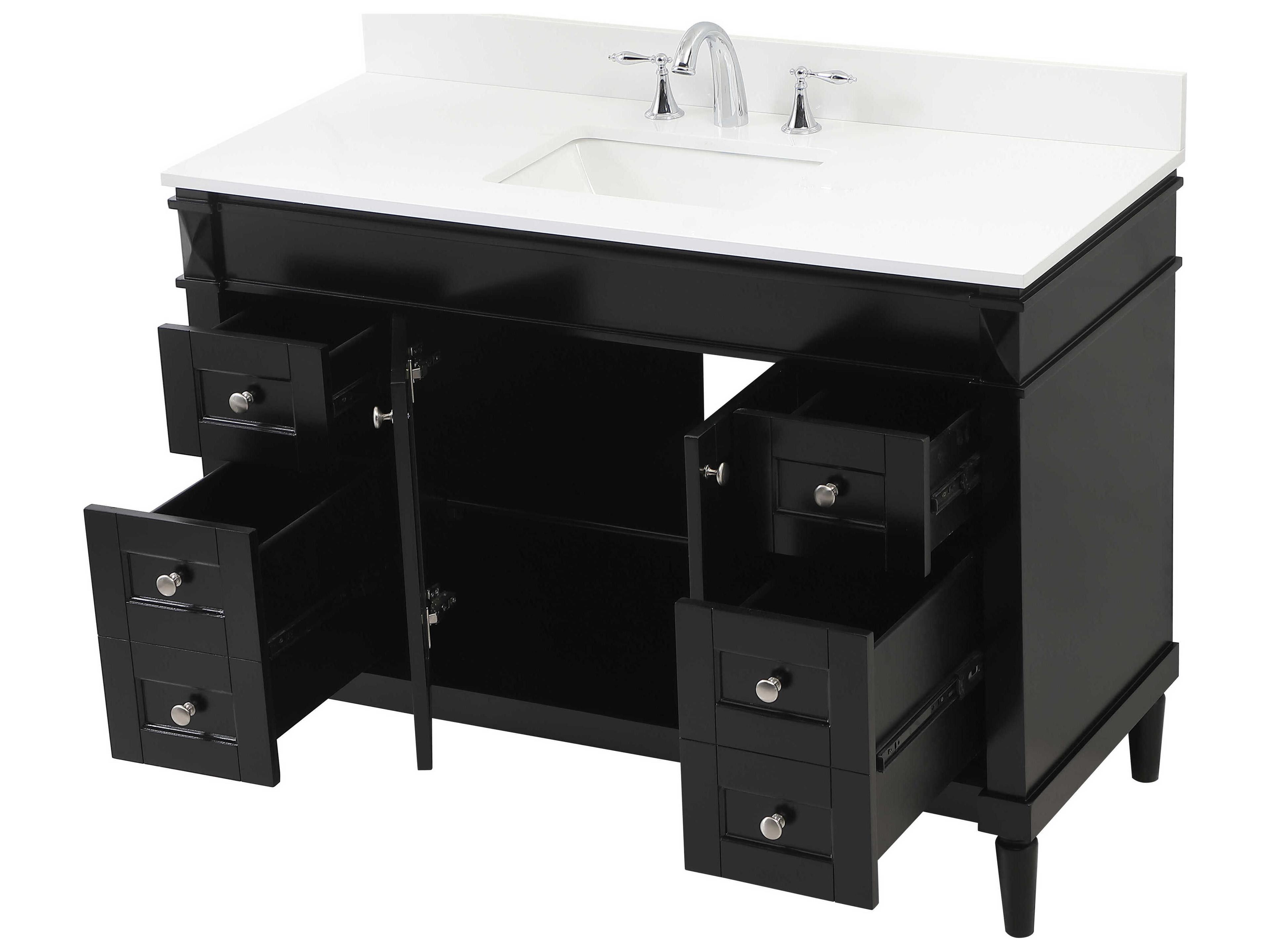 Elegant Lighting Bennett Black / Brushed Nickel 48" Vanity with Backsplash