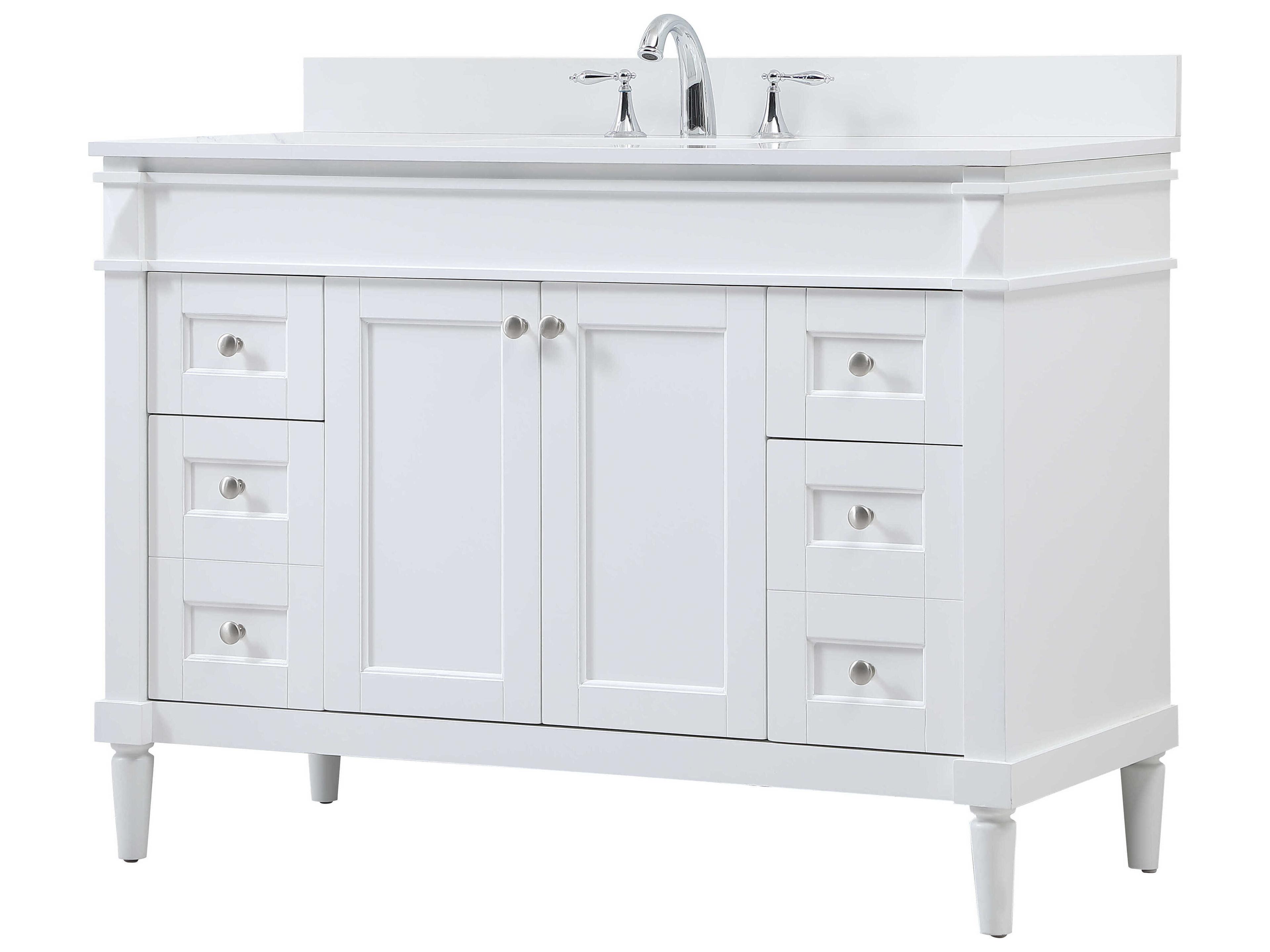 Elegant Lighting Bennett White / Brushed Nickel 48" Vanity with Backsplash