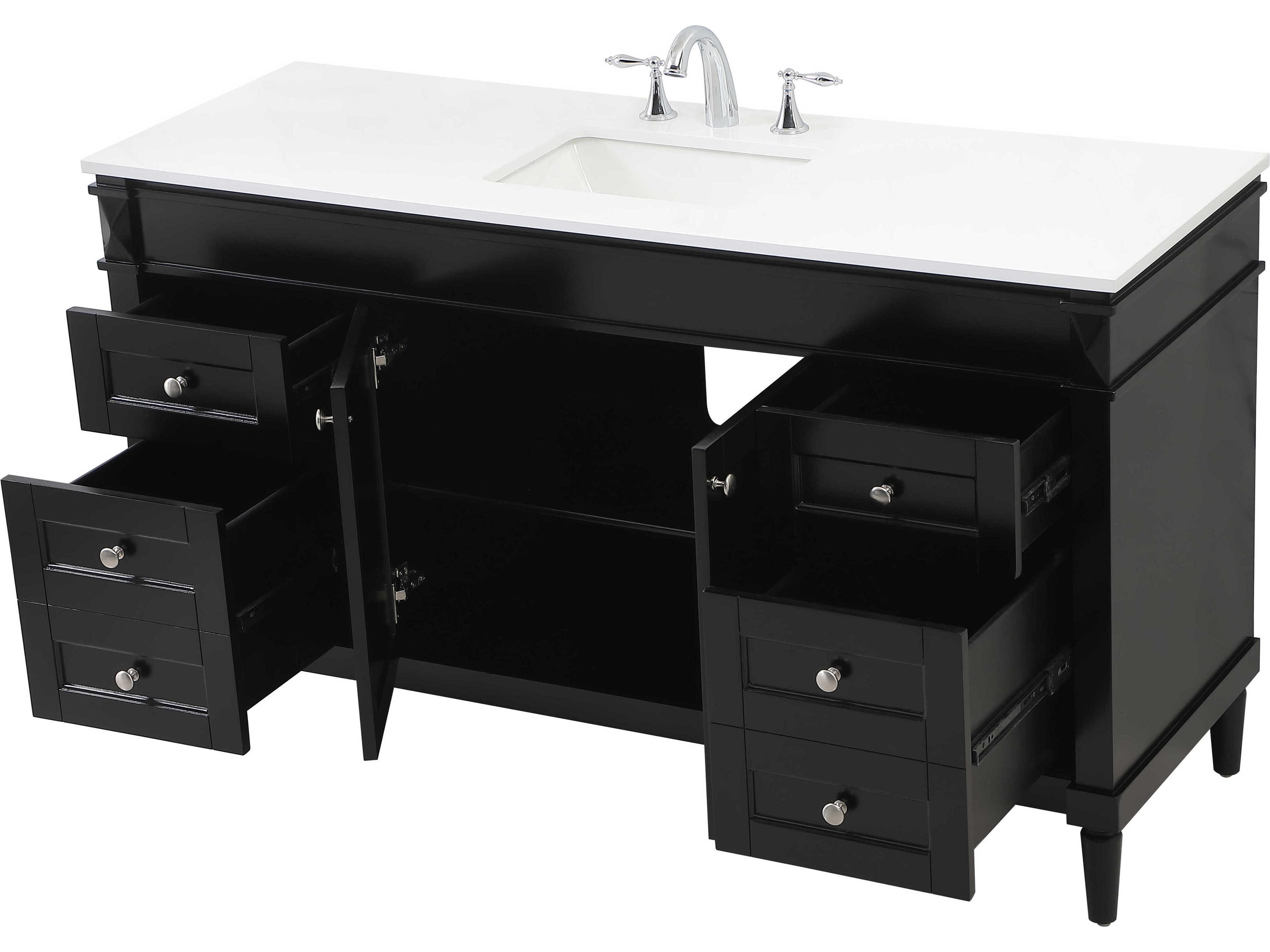 Elegant Lighting Bennett Black / Brushed Nickel 60" Vanity