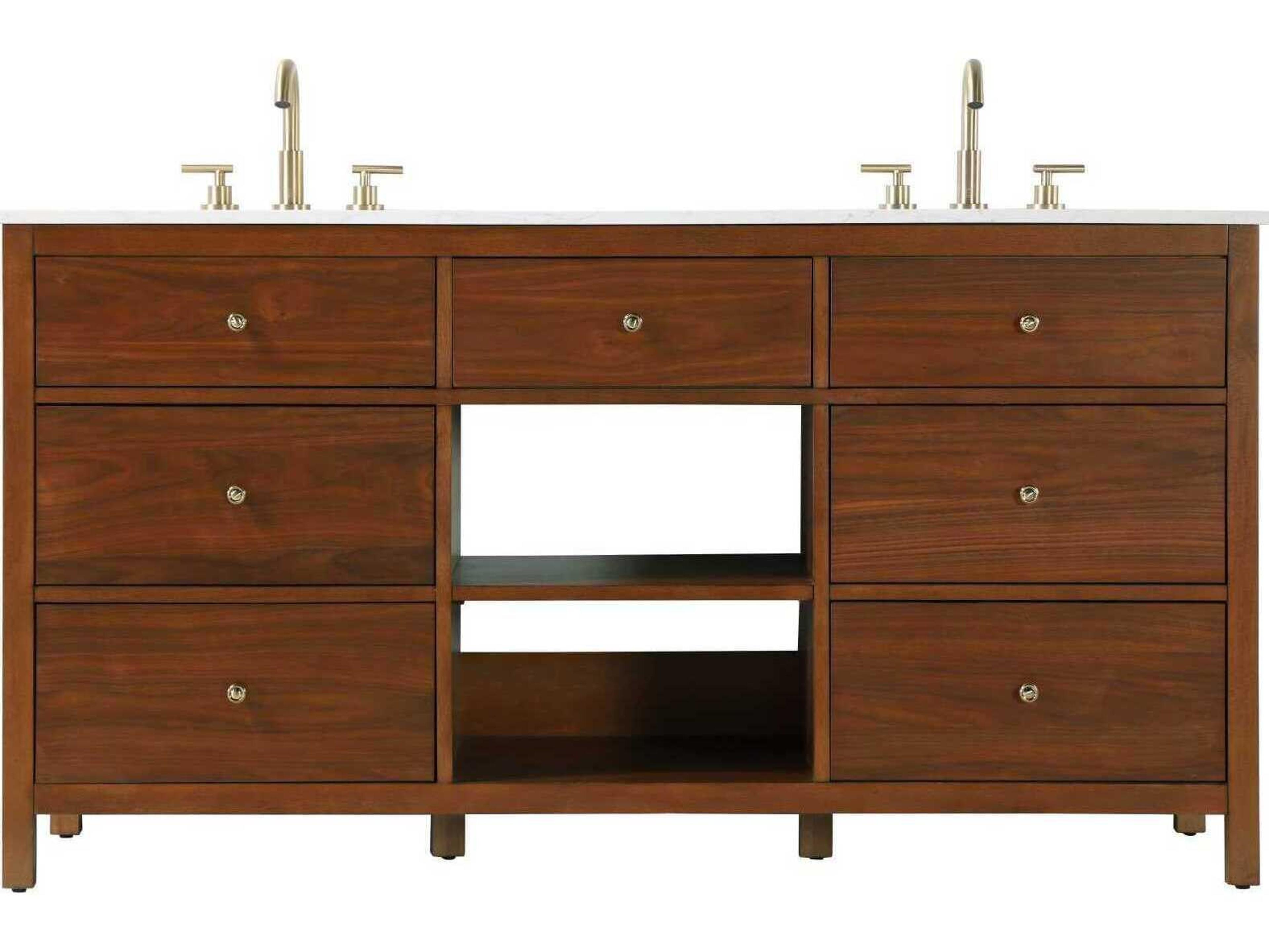 Elegant Lighting Clayton Brandy Walnut 66" Vanity