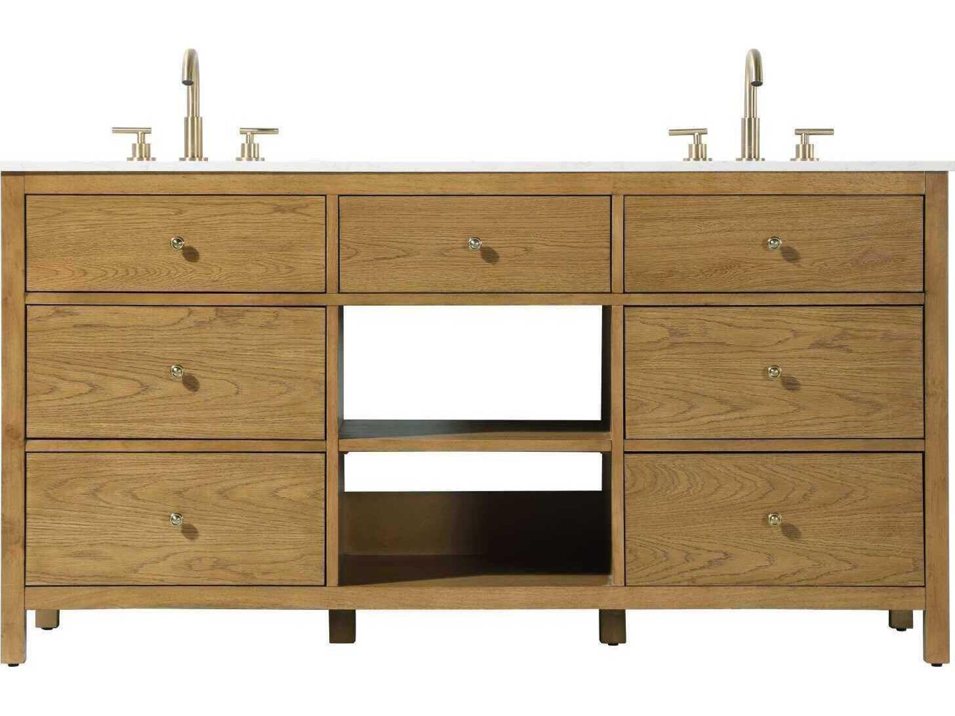 Elegant Lighting Clayton Honey Teak 66" Vanity