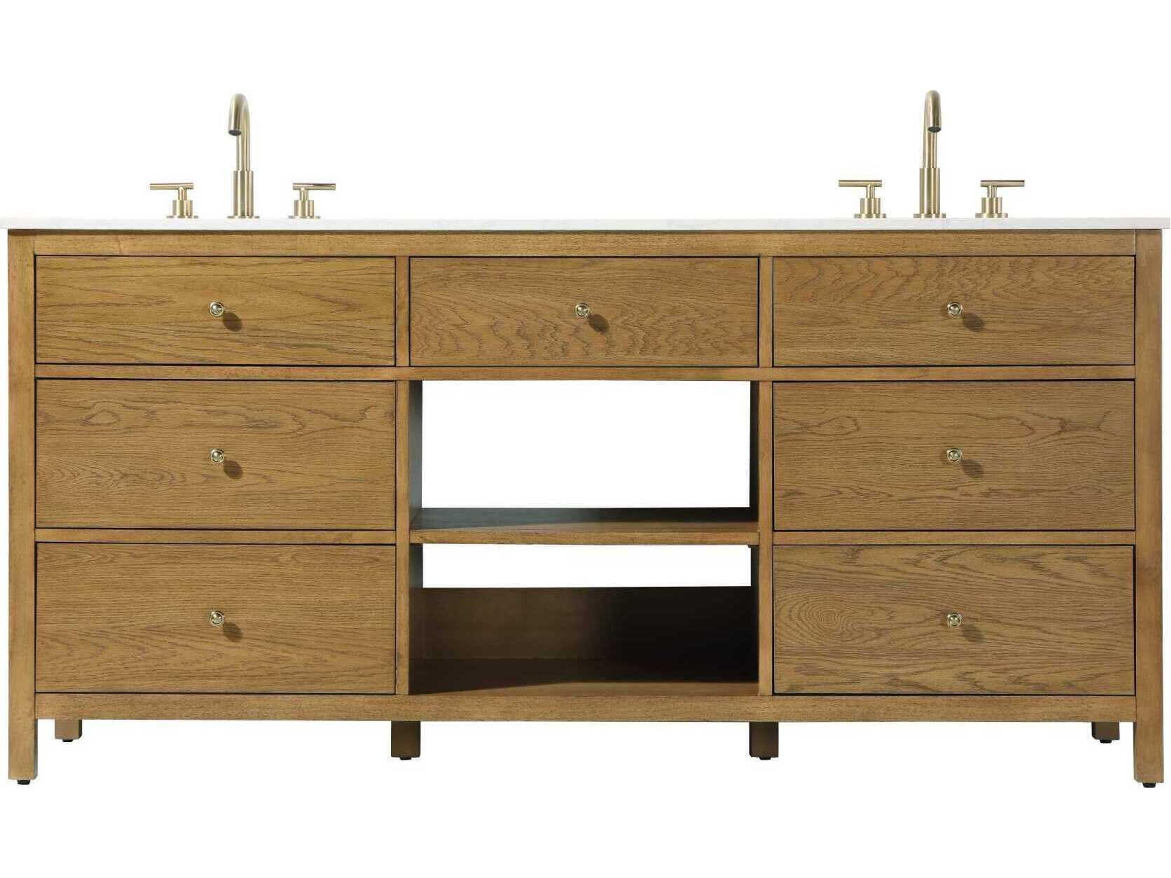 Elegant Lighting Clayton Honey Teak 72" Vanity