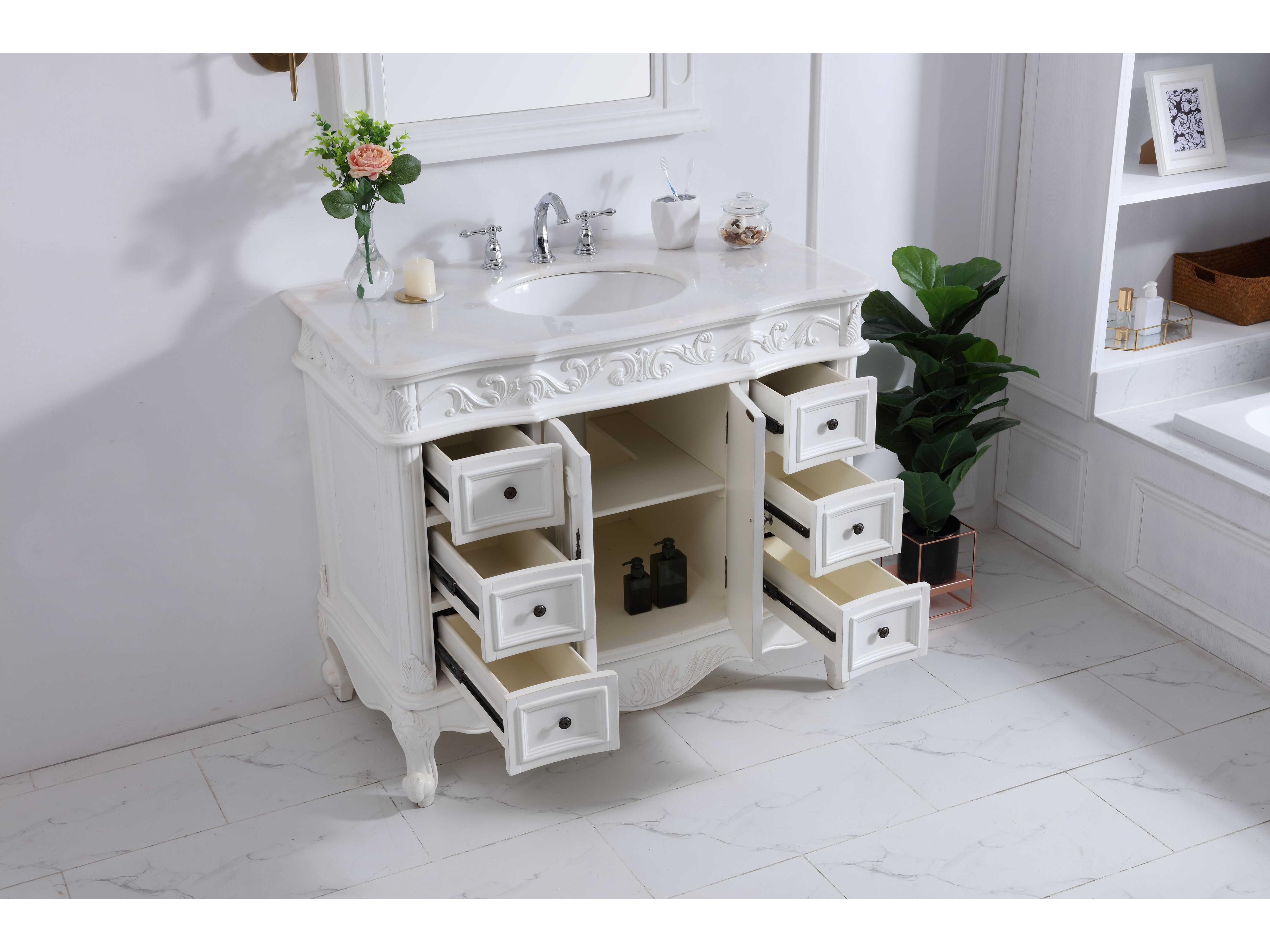 Elegant Lighting Oakland Antique White 42" Vanity