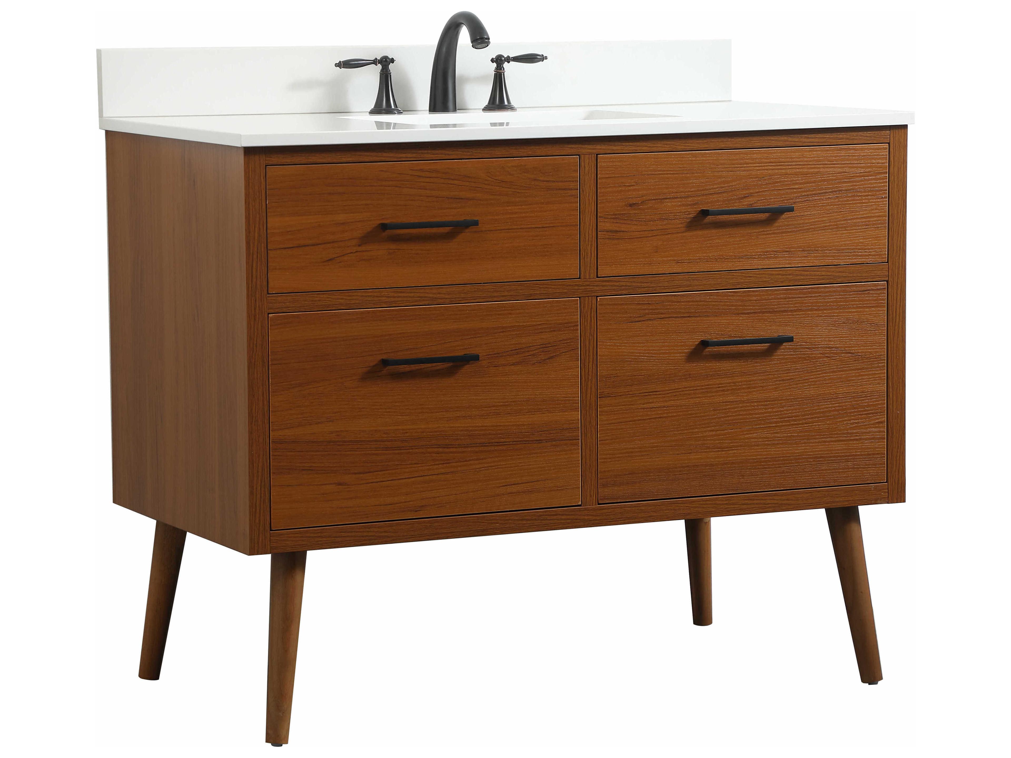 Elegant Lighting Boise Teak 42" Vanity with Backsplash
