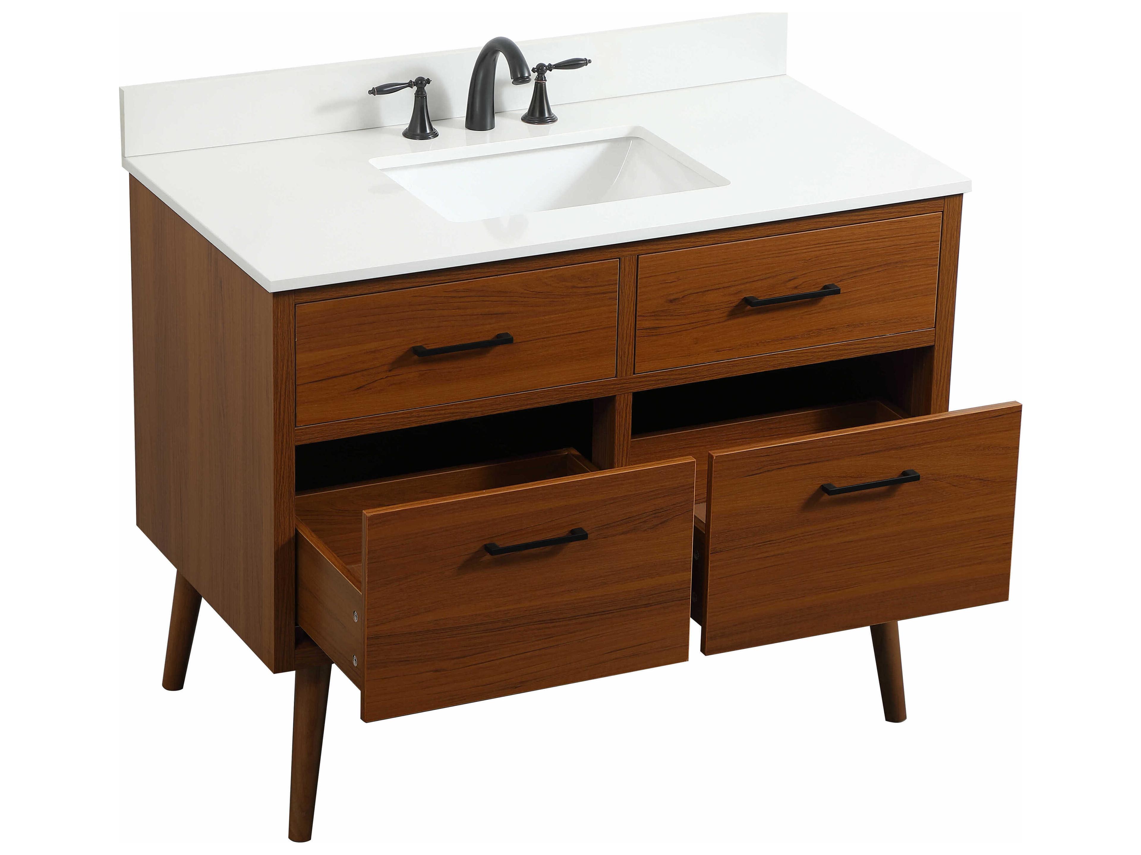 Elegant Lighting Boise Teak 42" Vanity with Backsplash