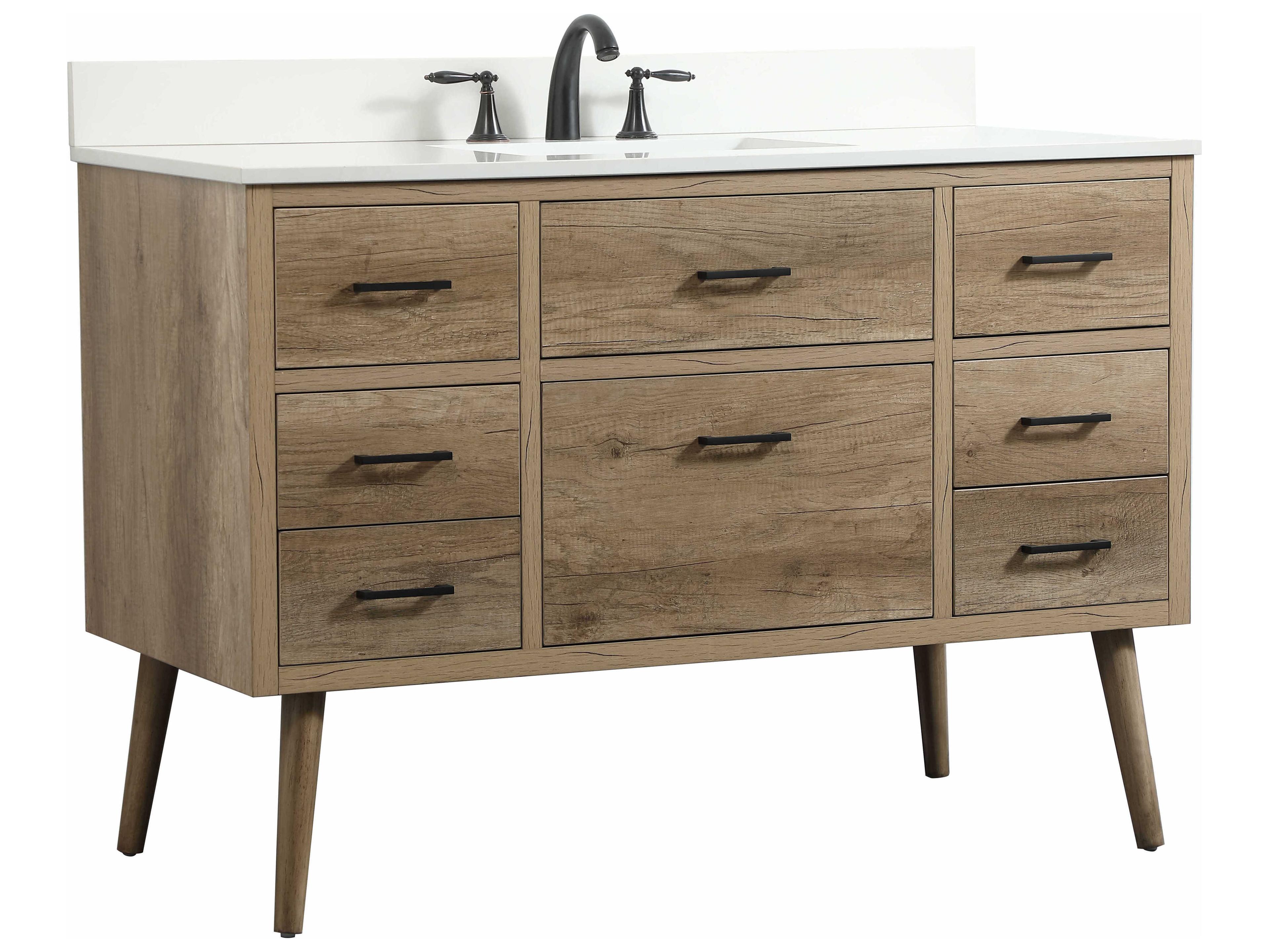 Elegant Lighting Boise Natural Oak 48" Vanity with Backsplash