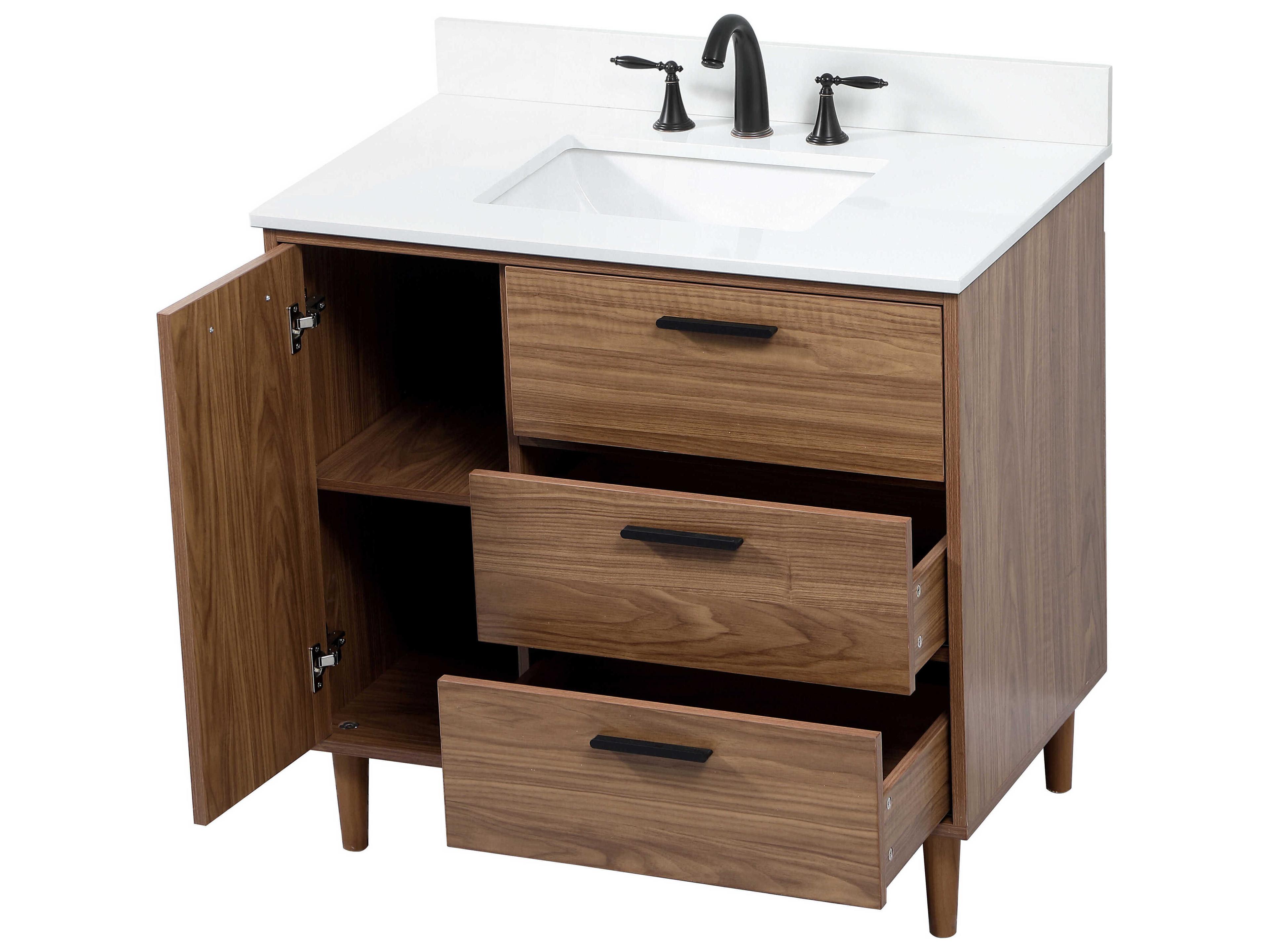 Elegant Lighting Baldwin Walnut Brown 36" Vanity with Backsplash