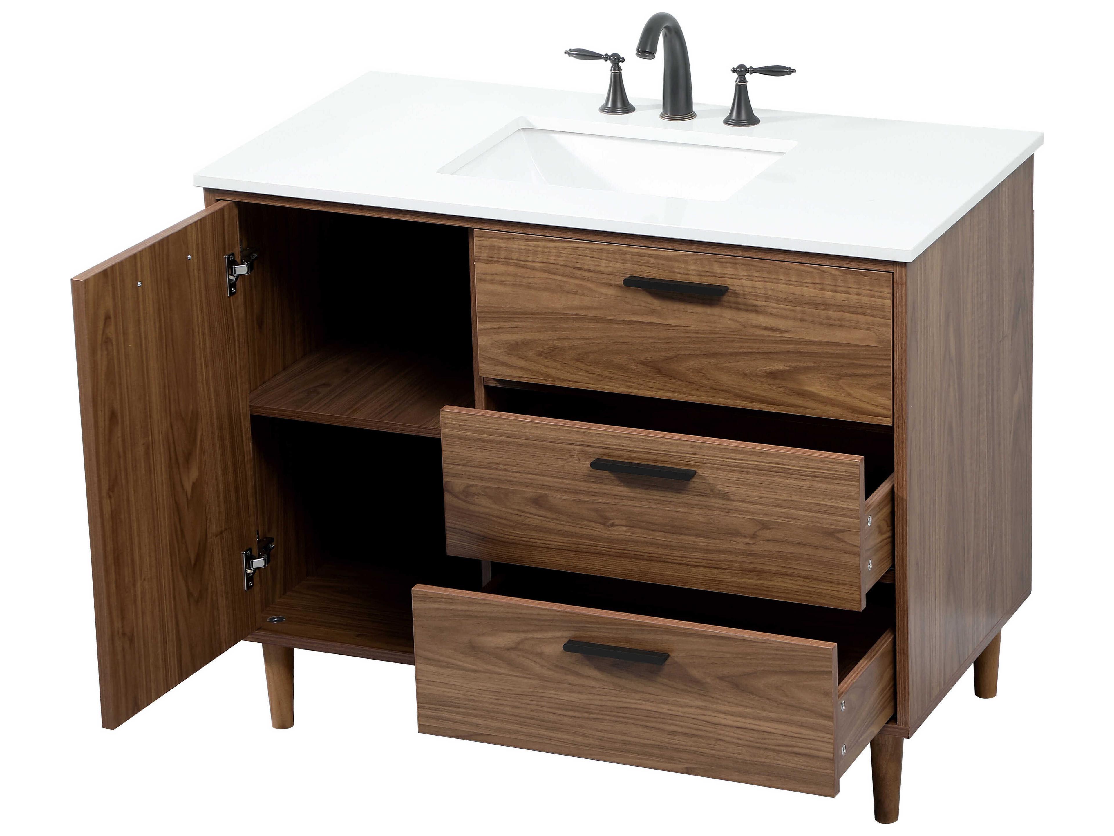 Elegant Lighting Baldwin Walnut Brown 42" Vanity