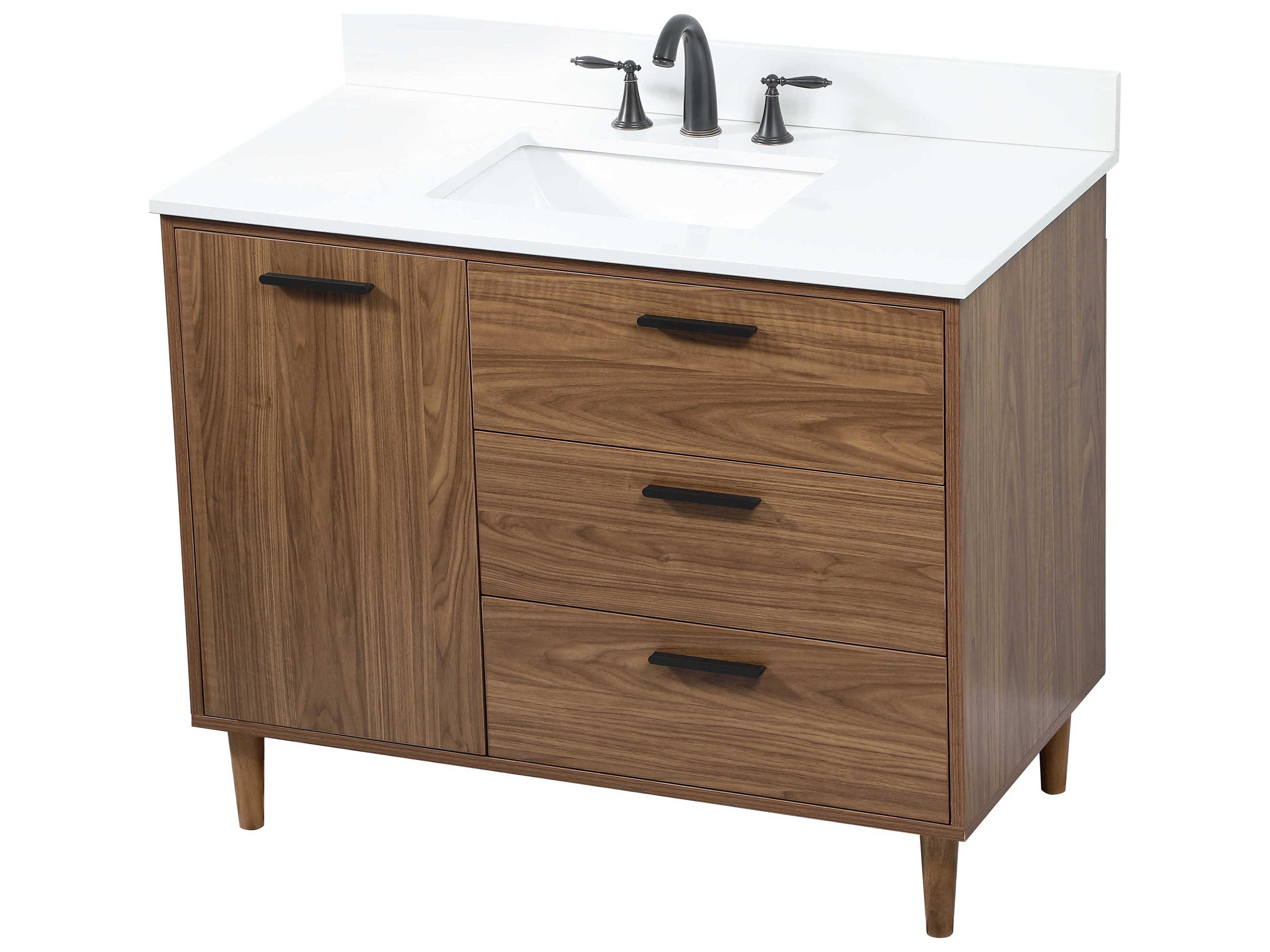 Elegant Lighting Baldwin Walnut Brown 42" Vanity with Backsplash