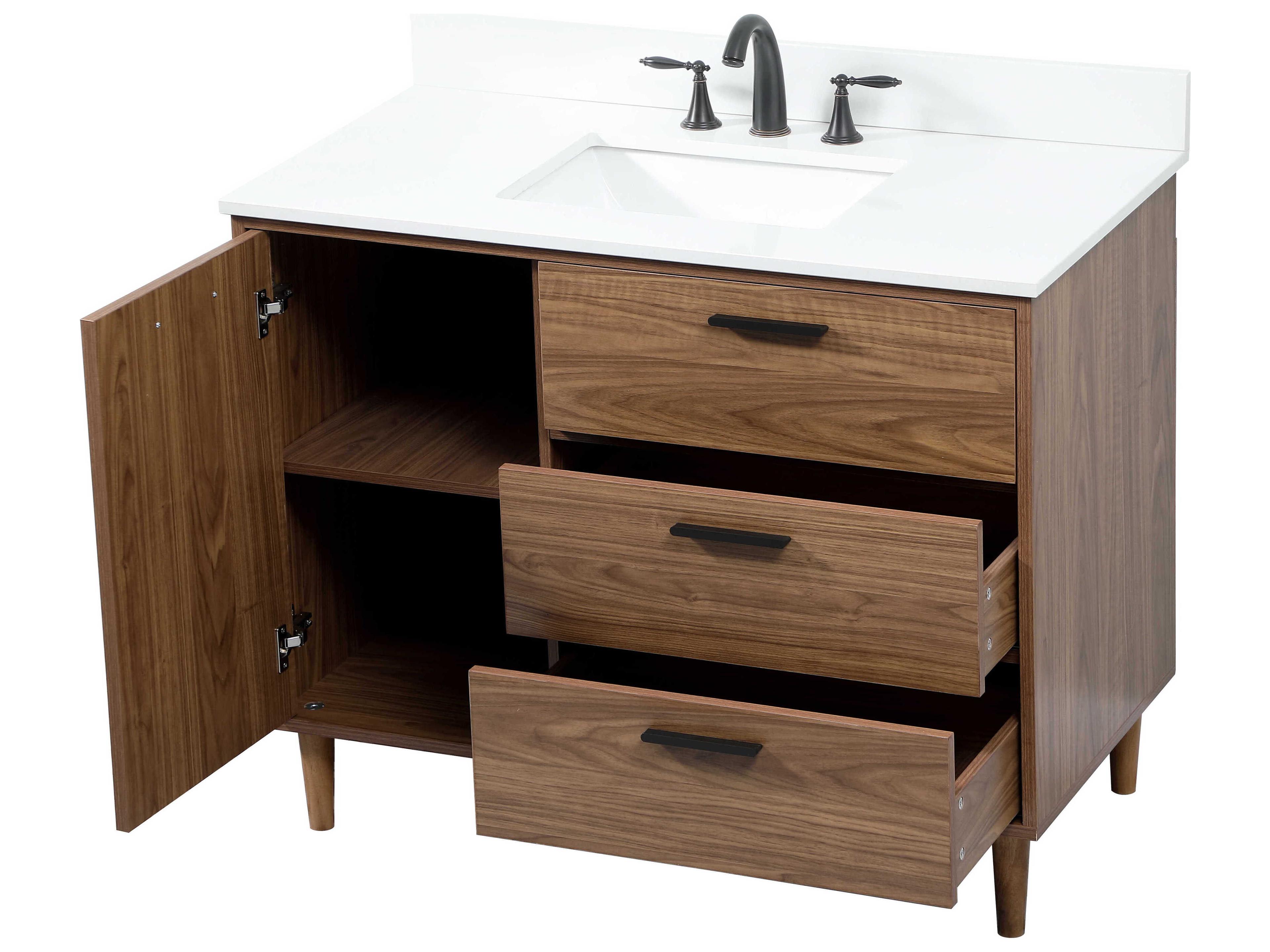 Elegant Lighting Baldwin Walnut Brown 42" Vanity with Backsplash