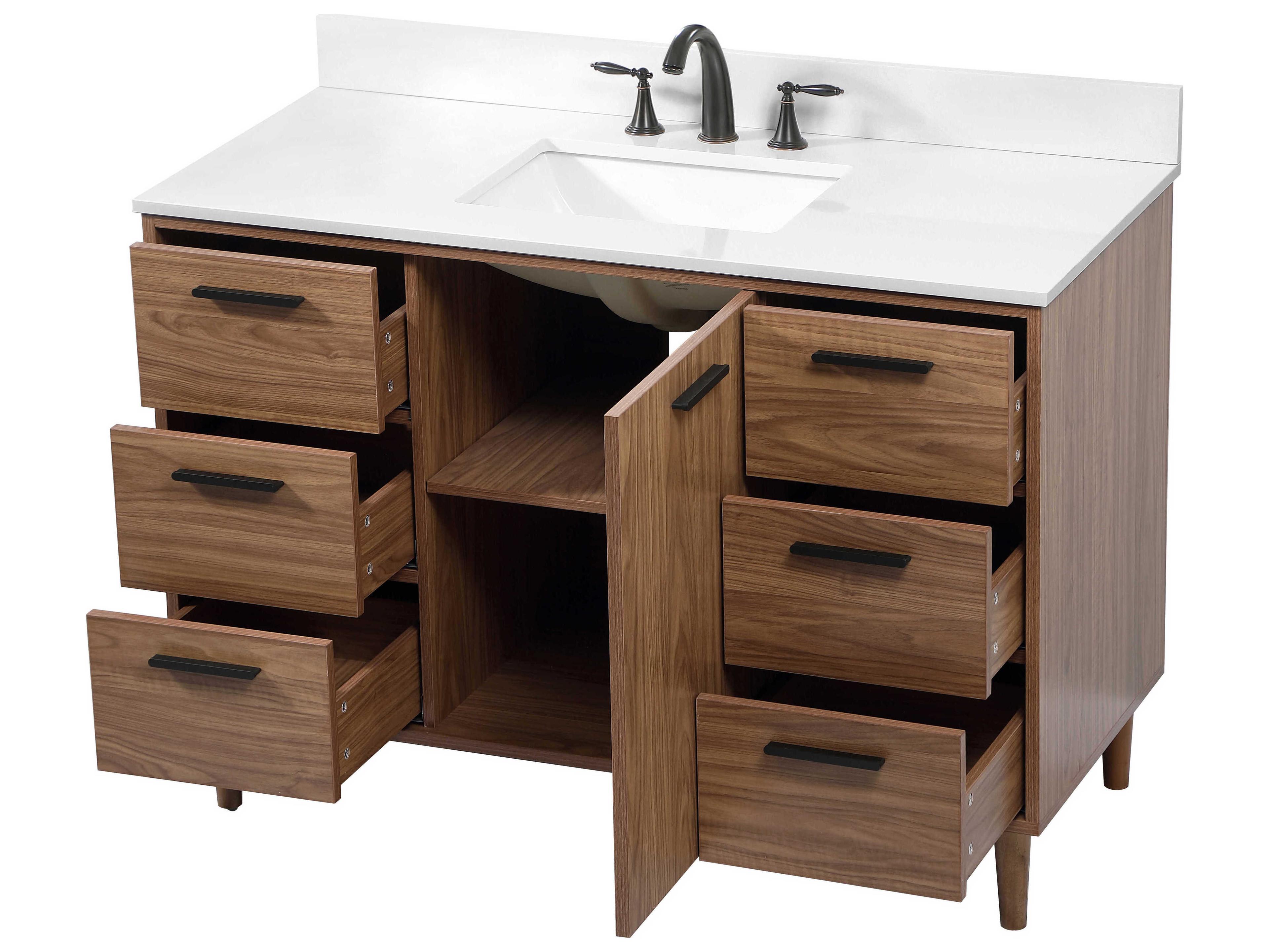 Elegant Lighting Baldwin Walnut Brown 48" Vanity with Backsplash