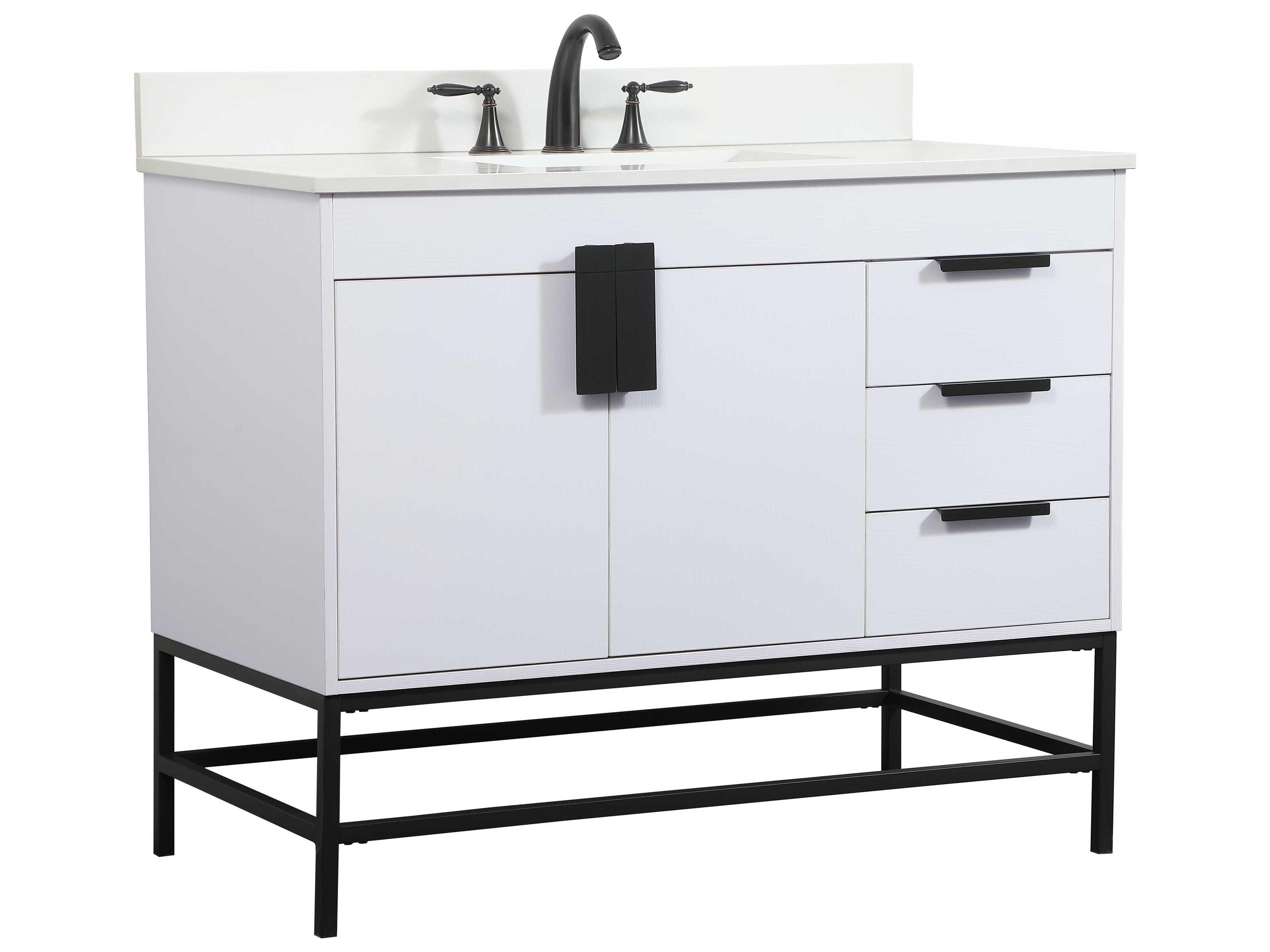 Elegant Lighting Eugene White 42" Vanity with Backsplash