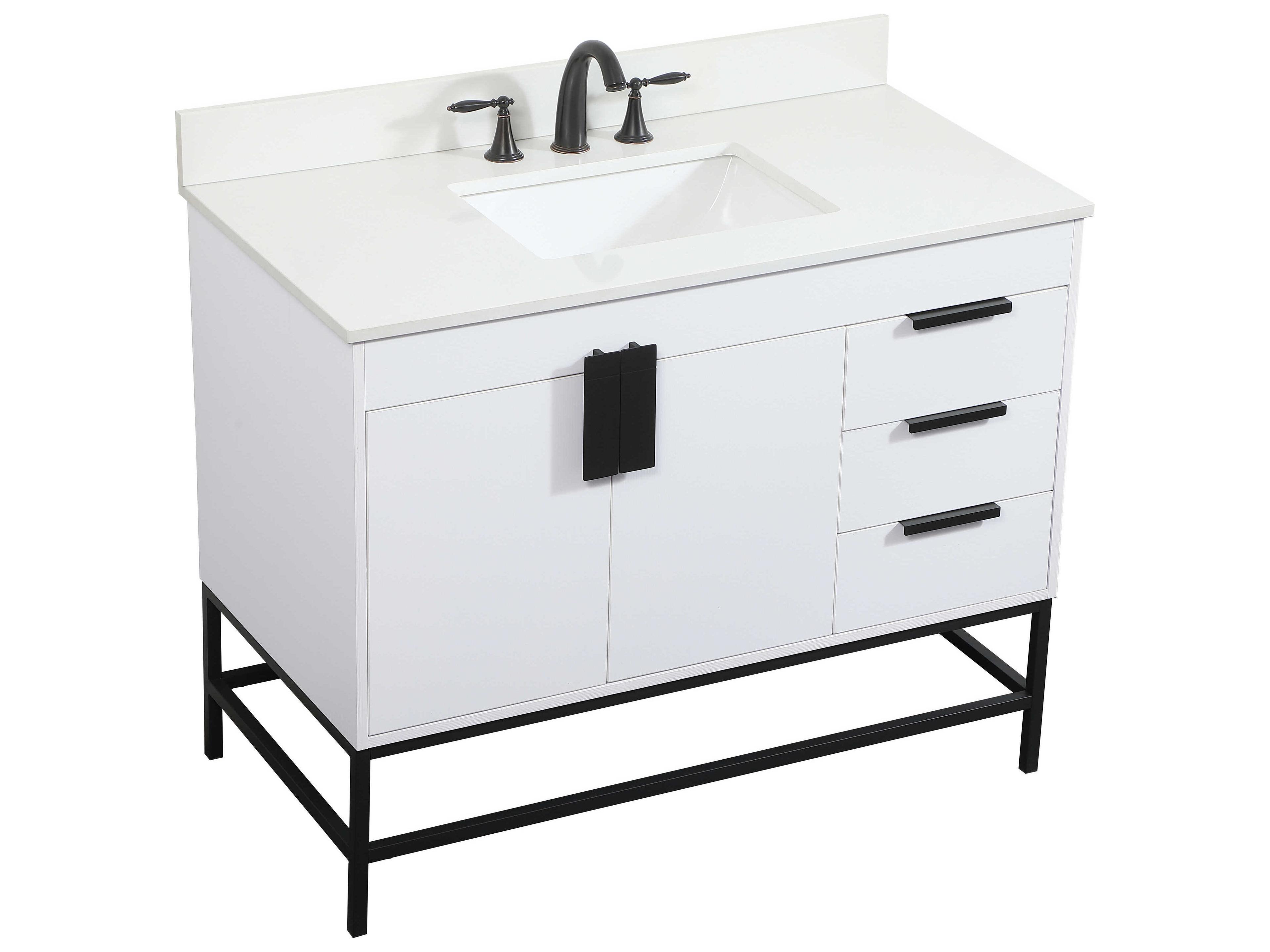 Elegant Lighting Eugene White 42" Vanity with Backsplash