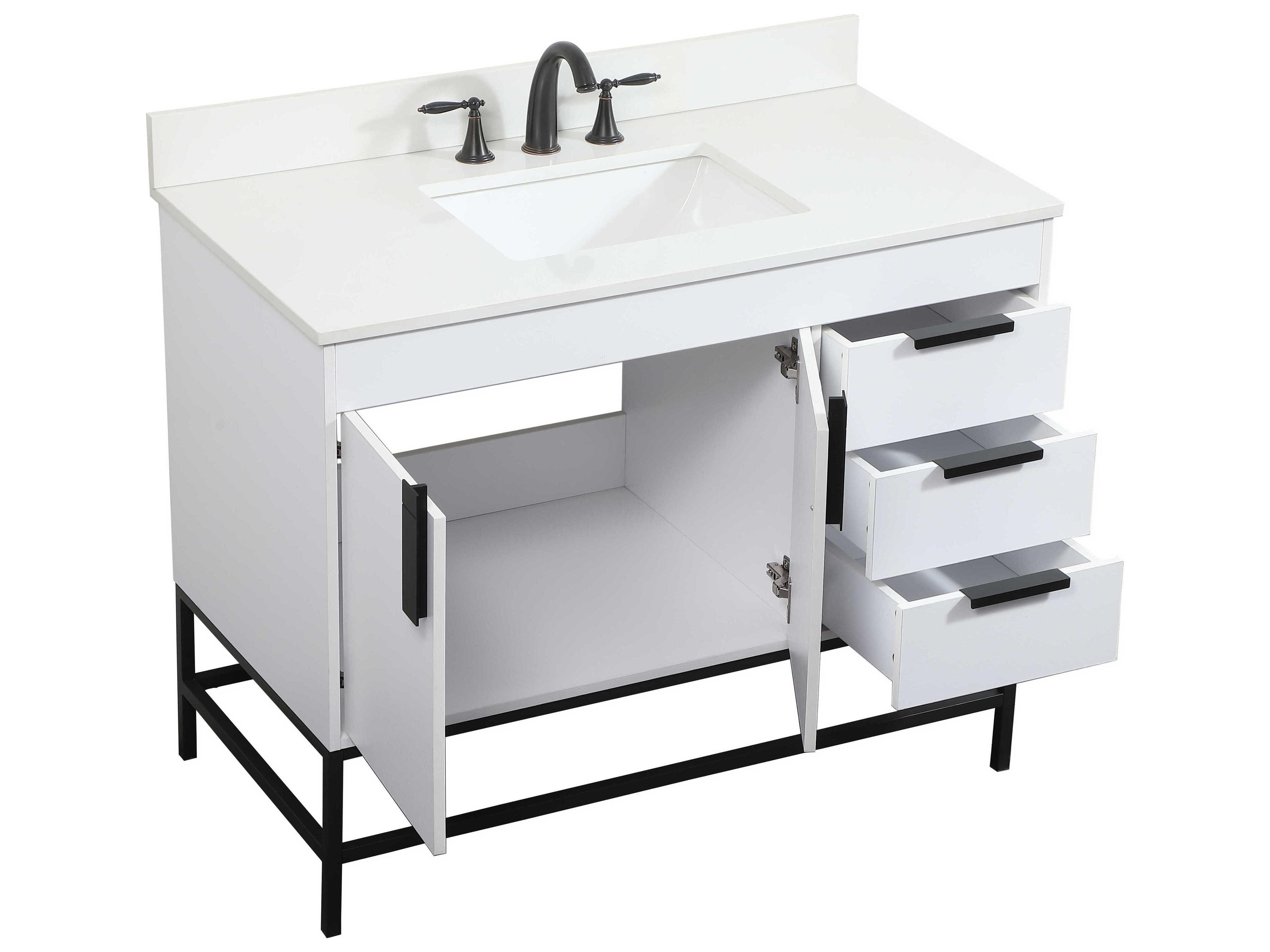 Elegant Lighting Eugene White 42" Vanity with Backsplash