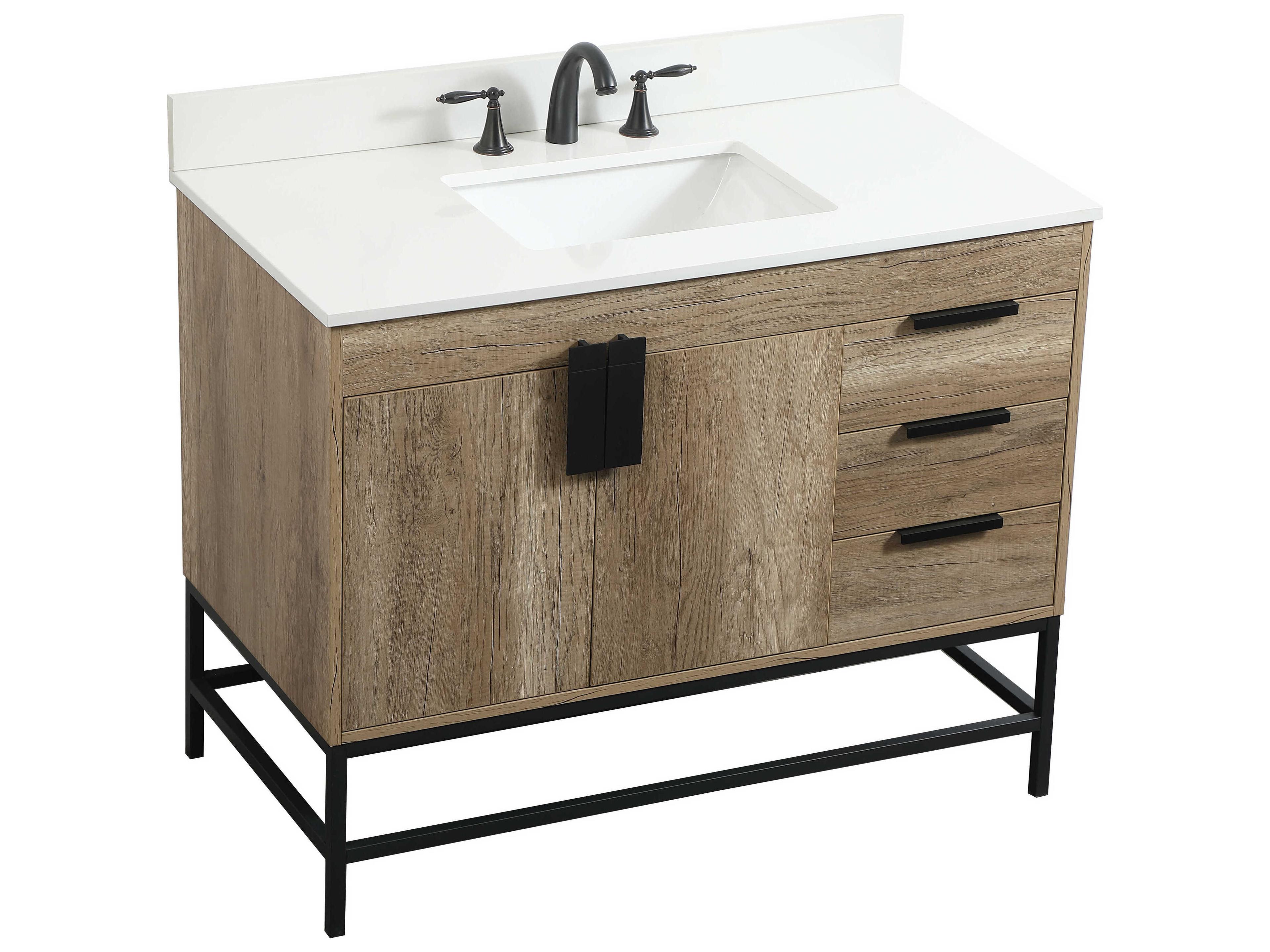 Elegant Lighting Eugene Natural Oak 42" Vanity with Backsplash