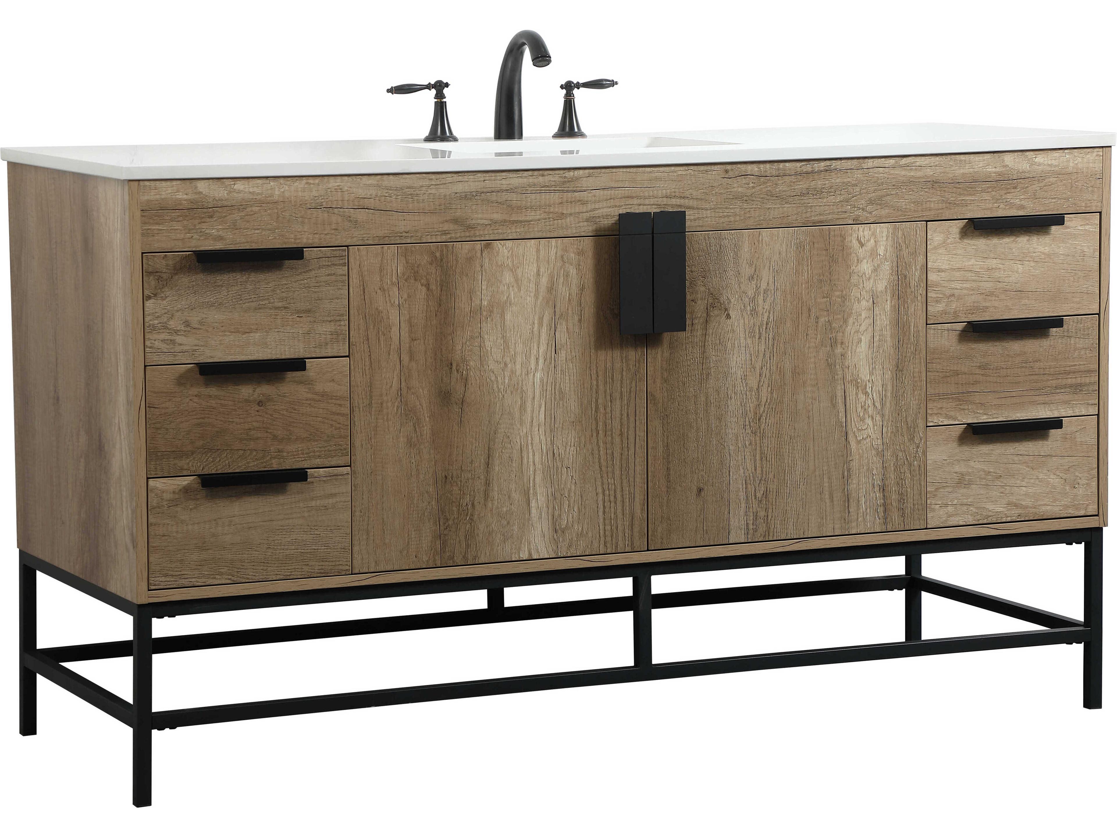 Elegant Lighting Eugene Natural Oak 60" Vanity