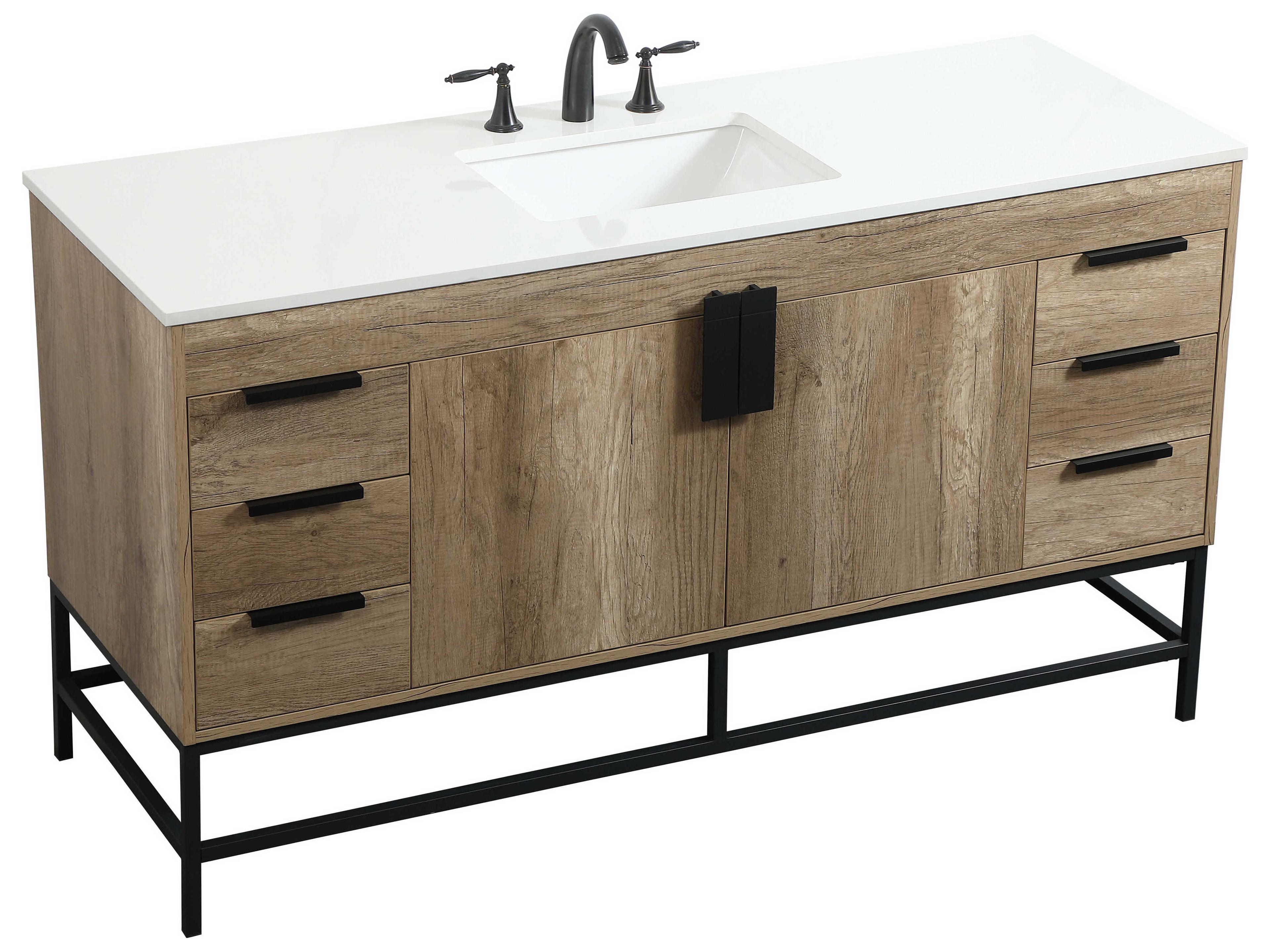 Elegant Lighting Eugene Natural Oak 60" Vanity