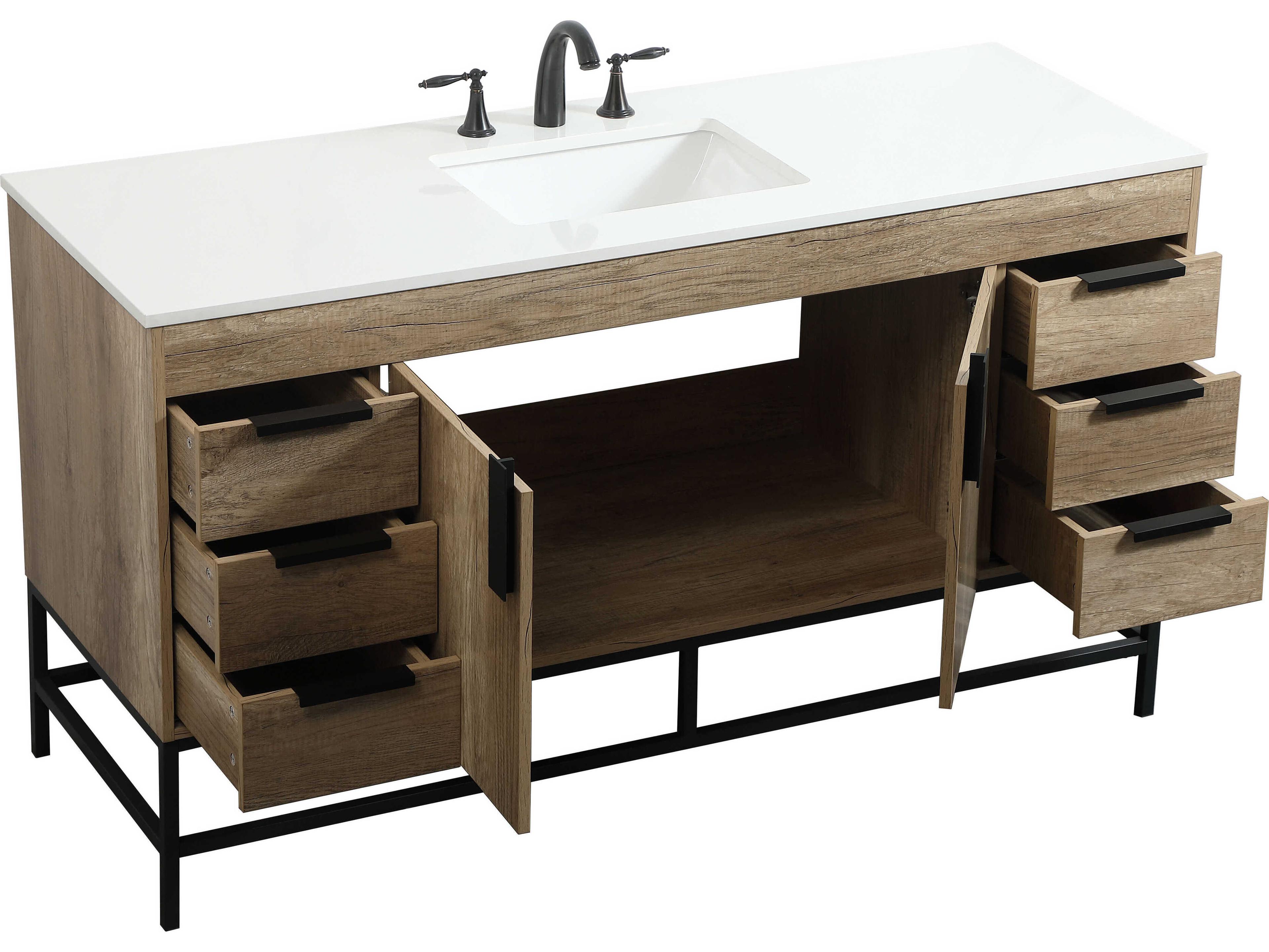 Elegant Lighting Eugene Natural Oak 60" Vanity