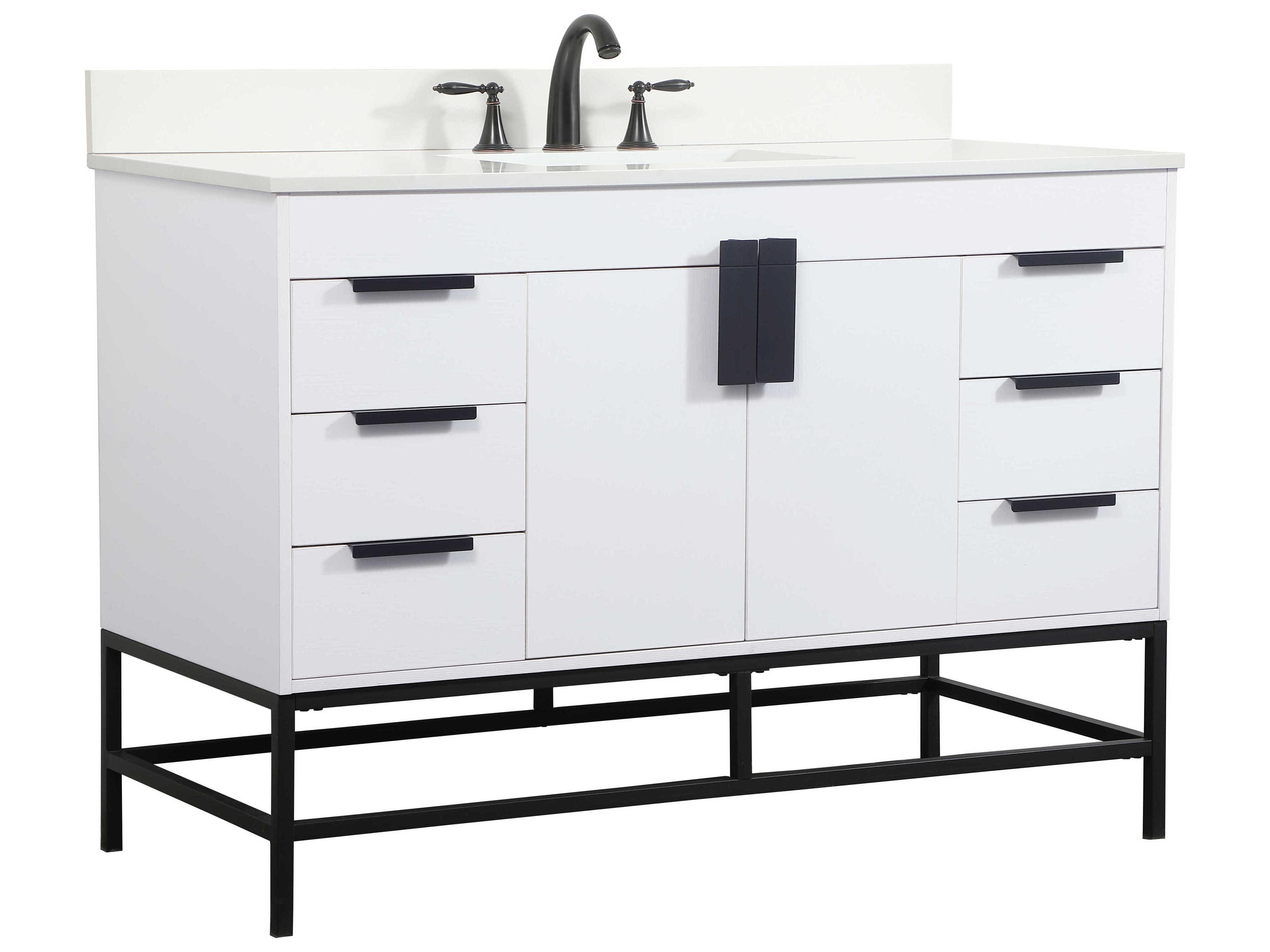 Elegant Lighting Eugene White 48" Vanity with Backsplash